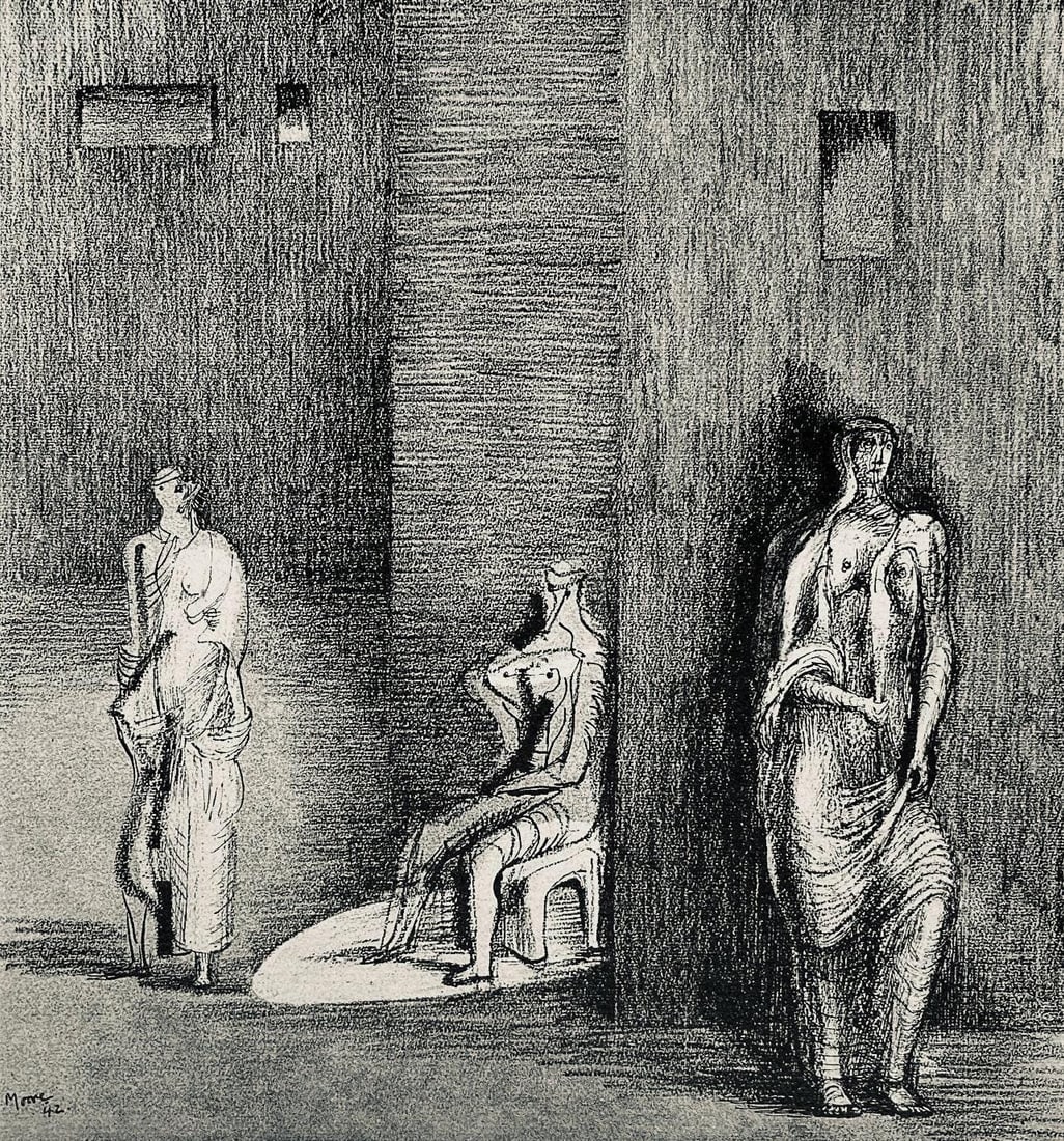 Henry Moore, Three Figures in a Setting, The Drawings of Henry Moore, Limited Edition Lithograph (1 of 4)