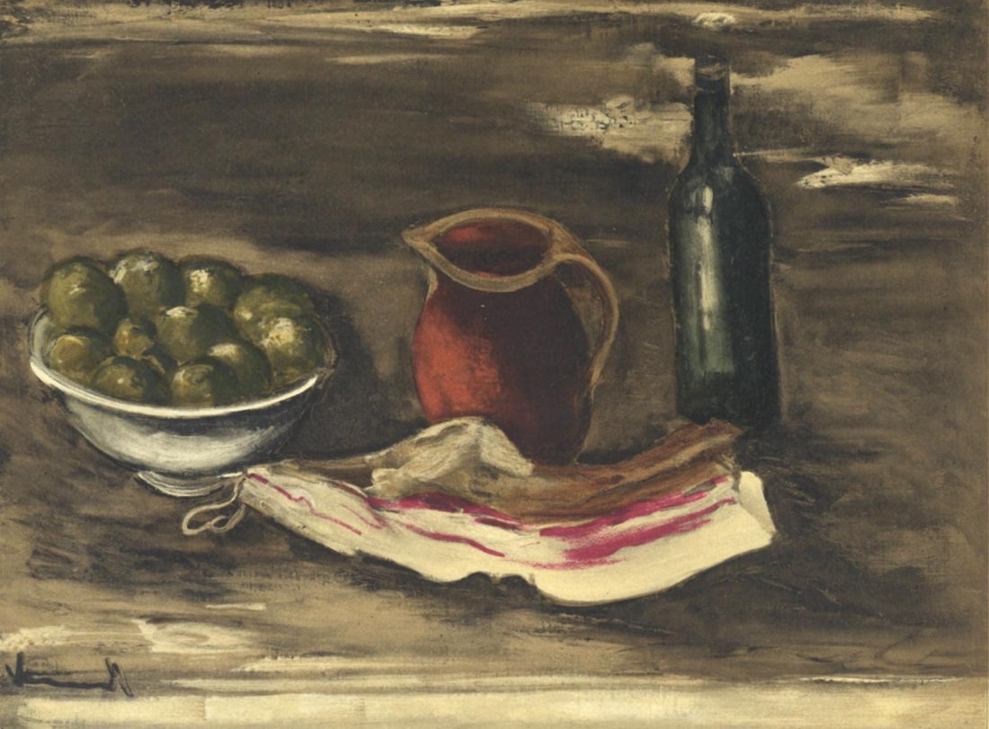 Maurice de Vlaminck, Nature morte au lard, Vlaminck, Signed, Limited Edition Lithograph: Lithograph in fifteen colors on velin paper. Inscription: Signed in the plate and unnumbered, as issued. Paper Size: 9.5 x 12.25 inches; image size: 7.1 x 9.4 inches. Condition: Very good/excellent, c