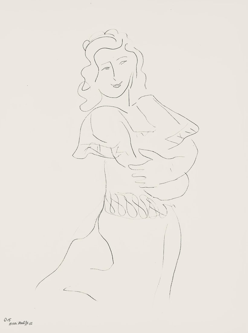 Henri Matisse, Serie O, var. 15 (Duthuit 9), Henri Matisse, Dessins, Themes et variations, Limited: Lithograph on velin pur fil paper. Paper Size: 12.875 x 9.625 inches. Excellent condition. Inscription: Signed in the plate and unnumbered, as issued. Notes: From the folio, Henri Matisse, Dessins, Th