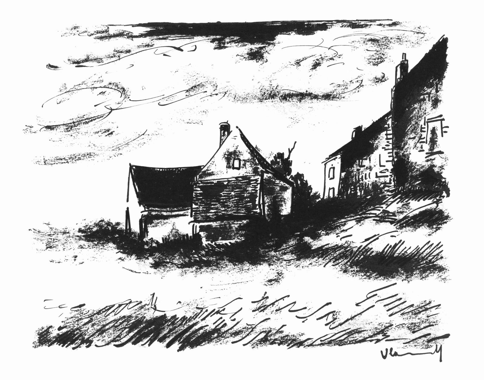 Maurice de Vlaminck, La Potiniere a Rueil (Walterskirchen 275), Vlaminck, Signed, Limited Edition (1 of 4)