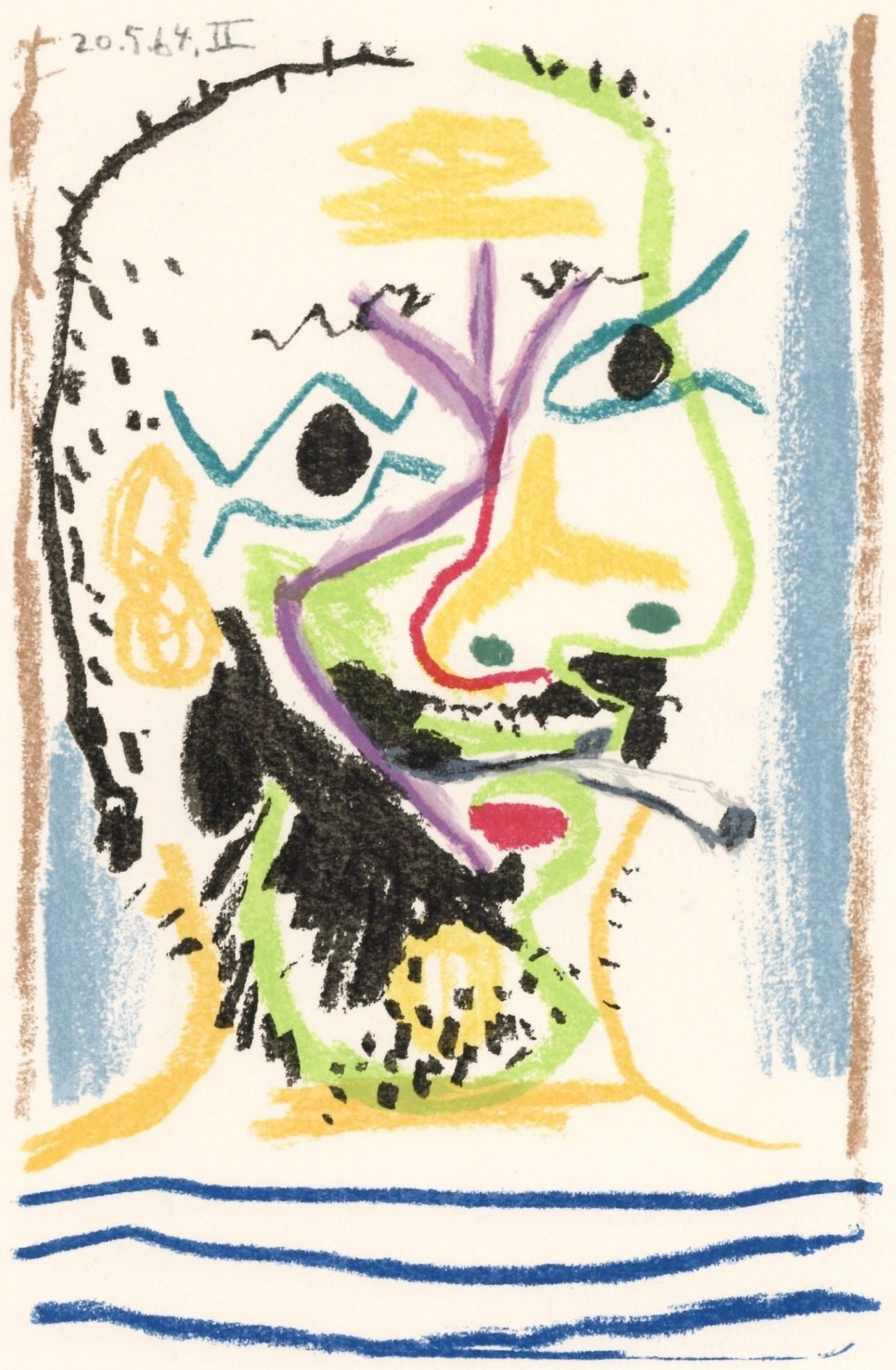 Pablo Picasso, 20.5.64. II (Cramer 148), Le Gout du Bonheur, Limited Edition Mixed Media Lithograph (1 of 4)