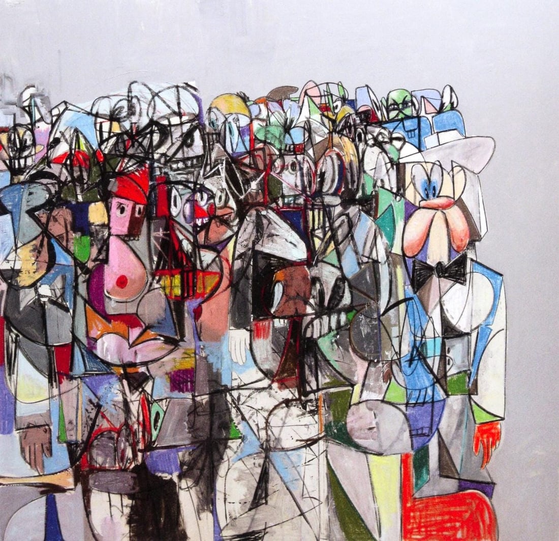 George Condo, Compression I, Drawing Paintings, Limited Edition Four Color Process Print: Four color process print on velin paper. Paper size: 10.75 x 9.25 inches. Excellent condition. Inscription: Unsigned and unnumbered, as issued. Notes: From the folio, George Condo, Drawing Paintings,