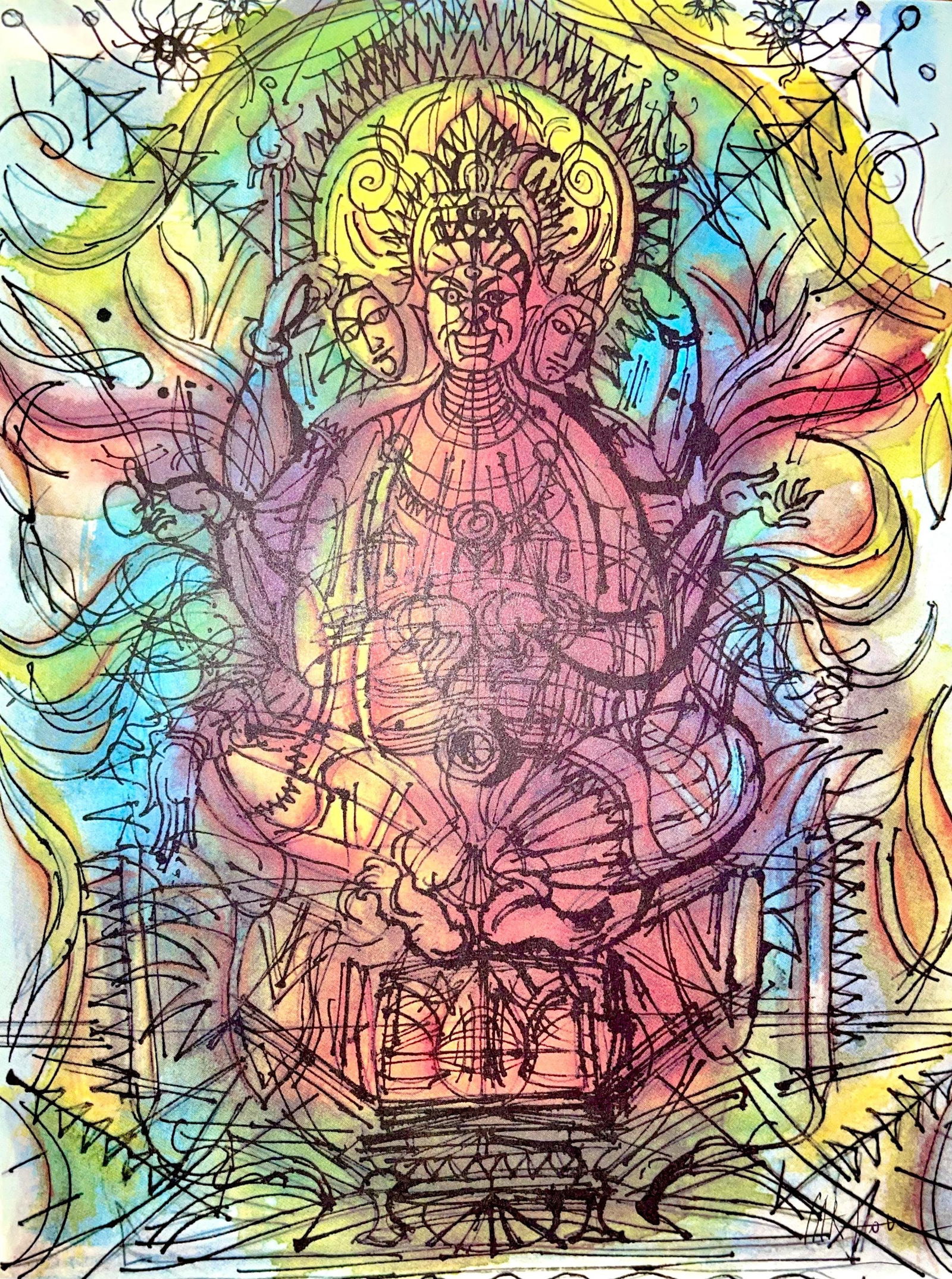 Jean Carzou, Composition, Ce Panorama du Bouddhisme, Limited Edition Lithograph (1 of 4)