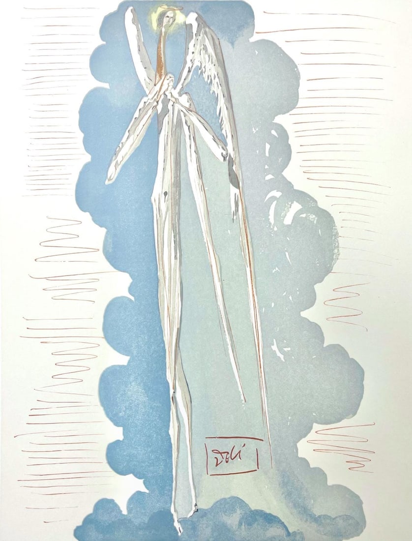 Salvador Dali, Paradies XXII (Michler/Lopsinger 1039-1138; Field 189-200), Die Gottliche Komodie,: Woodcut in colors on velin de Rives BFK paper, mounted on velin d'Arches support, as issued. Paper size: 13 x 10.375 inches. Inscription: Signed in the block, and unnumbered, as issued. Catalogue rais