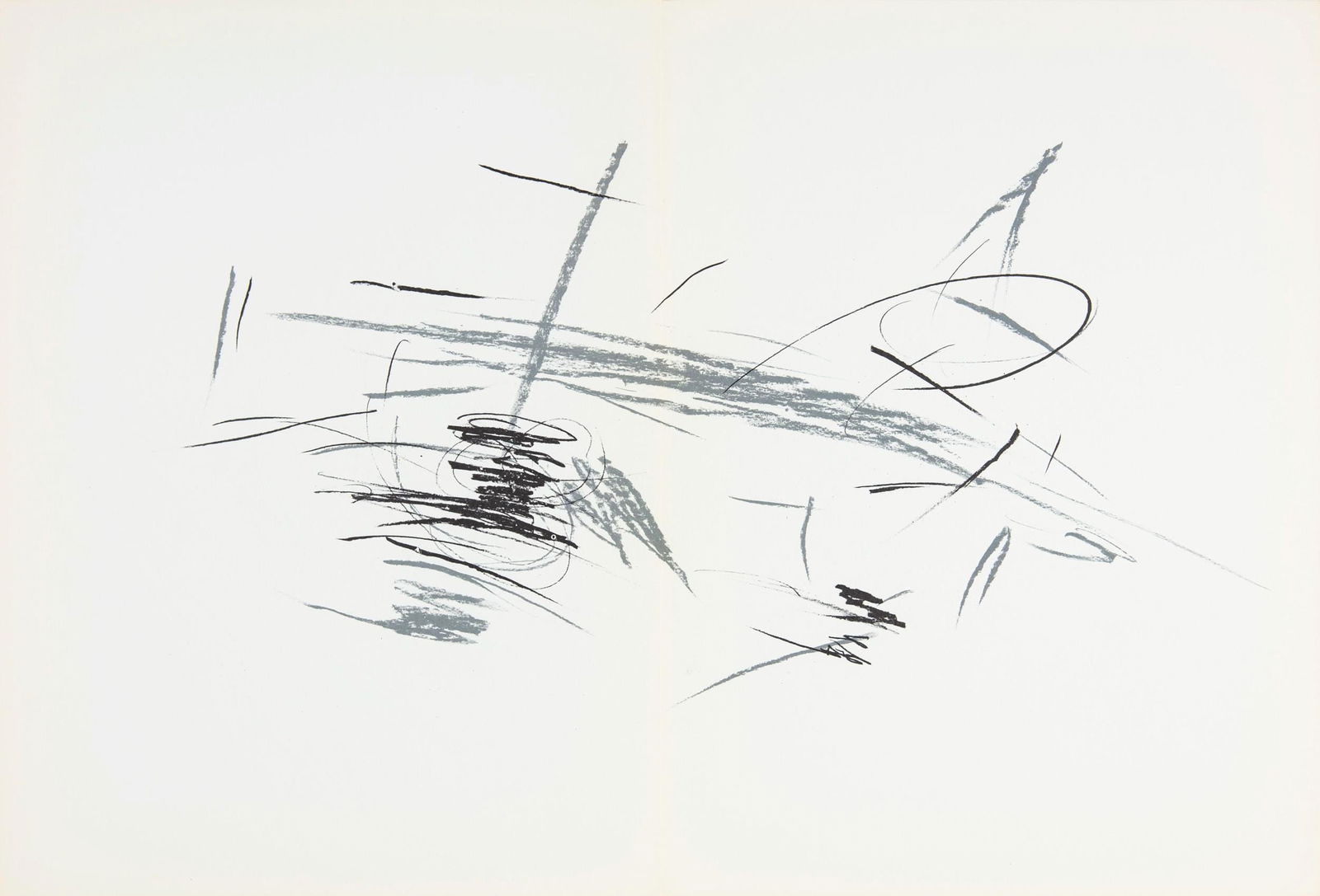 Jean Bazaine, Composition, Derriere le miroir, Limited Edition Lithograph: Lithograph on velin paper. Paper size: 15 x 22 inches. Excellent condition, with centerfold, as issued. Inscription: Unsigned and unnumbered, as issued. Notes: From Derriere le miroir, N deg 197, 1972