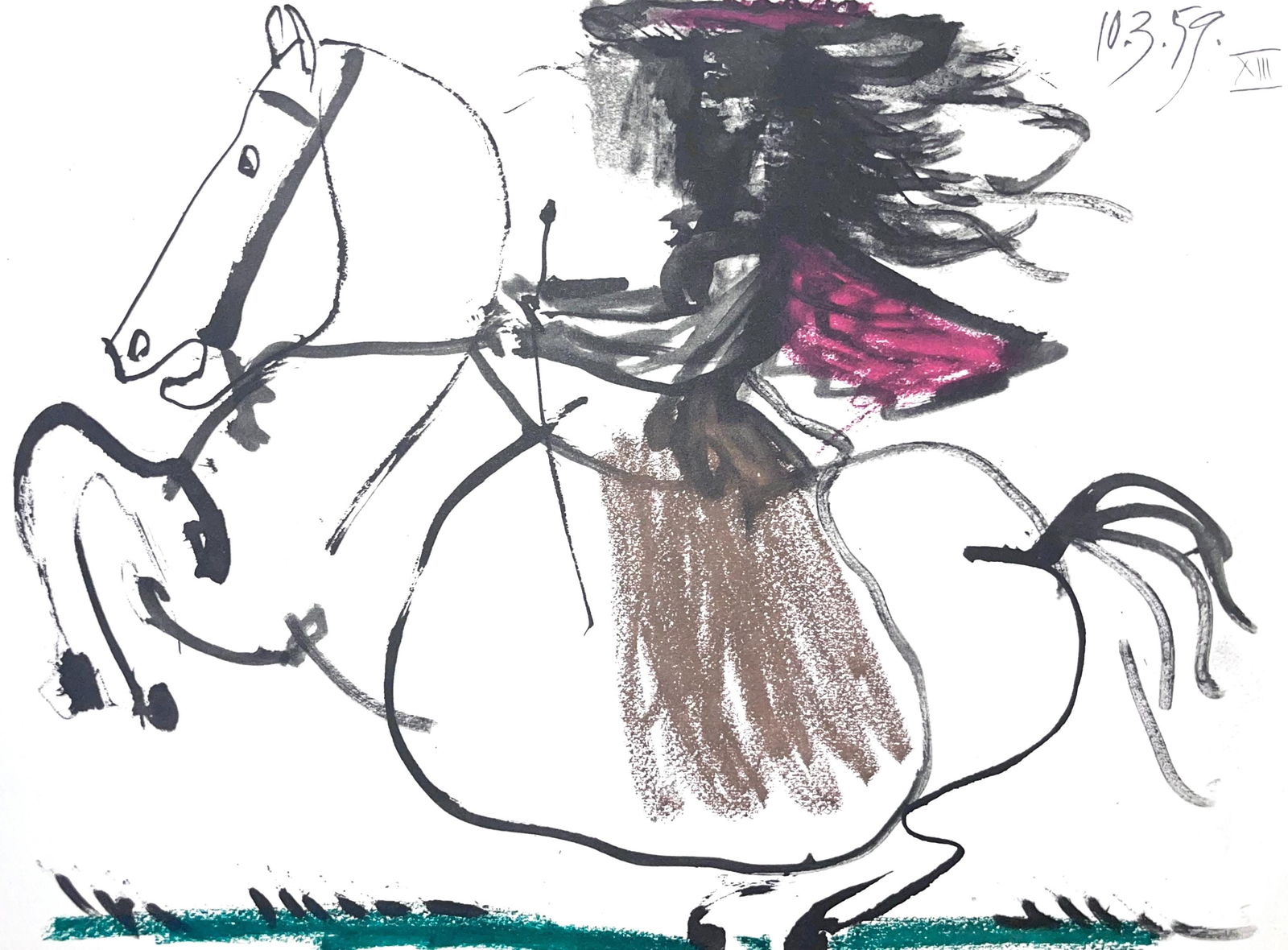 Pablo Picasso, Composition (Bloch 1276; Czwiklitzer 23), Toros y Toreros, Limited Edition Lithograph: Heliogravure on velin paper. Paper Size: 10.5 x 14.75 inches. Inscription: Unsigned and unnumbered, as issued. Notes: From the album, Pablo Picasso, Toros y toreros, 1961. Published by Les Editions