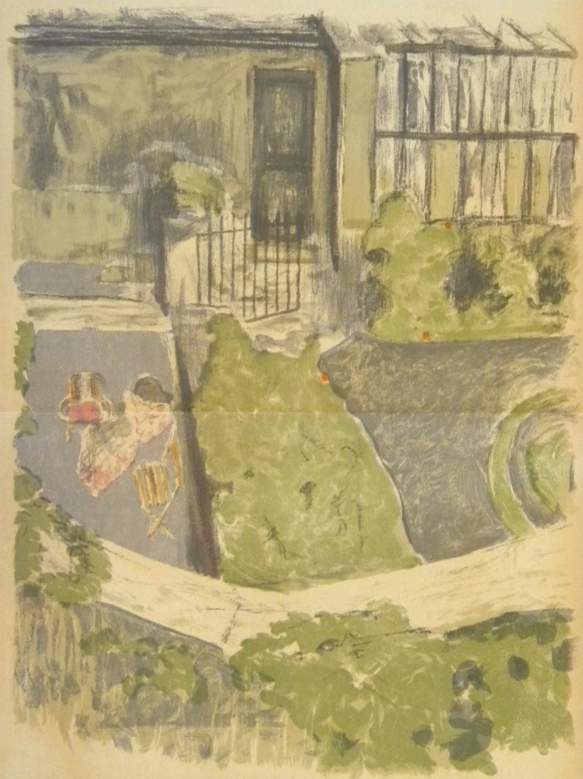 Edouard Vuillard, Le Jardin devant l'atelier, L'œuvre grave de Vuillard, Limited Edition Lithograph: Lithograph on grand velin Renage paper. Inscription: Unsigned and unnumbered, as issued. Paper Size: 19.25 x 12.5 inches; image size: 15.35 x 11.42 inches. Excellent condition, with centerfold, as iss