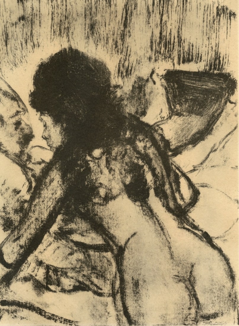 Edgar Degas, Conversation, E. Degas Monotypes, Limited Edition Monotype: Engraving on velin du Marais paper. Unsigned and unnumbered, as issued. Paper Size: 12.25 x 9.125 inches. Excellent condition. Notes: From the volume, E. Degas Monotypes, 1948. Published by Quatre Che