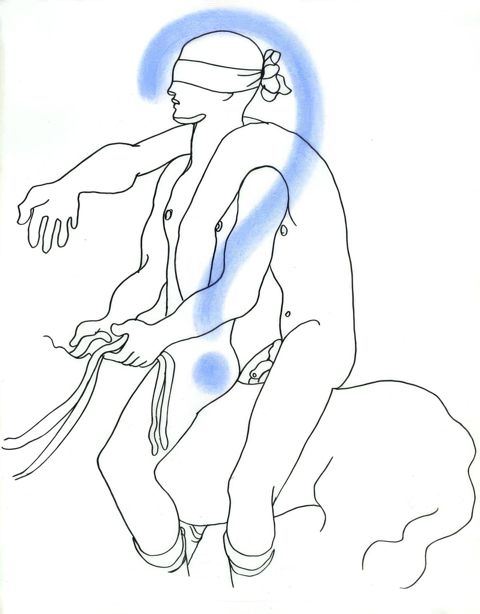 Jean Cocteau, Untitled, from The White Book, Limited Edition Lithograph and Pochoir, 1930: Jean Cocteau (1889-1963); Sans titre (Untitled), 1930. Lithograph and pochoir with hand coloring on velin d'Arches paper. Paper size 11.81 x 9.06 inches. Unsigned and unnumbered, as issued. Printed by