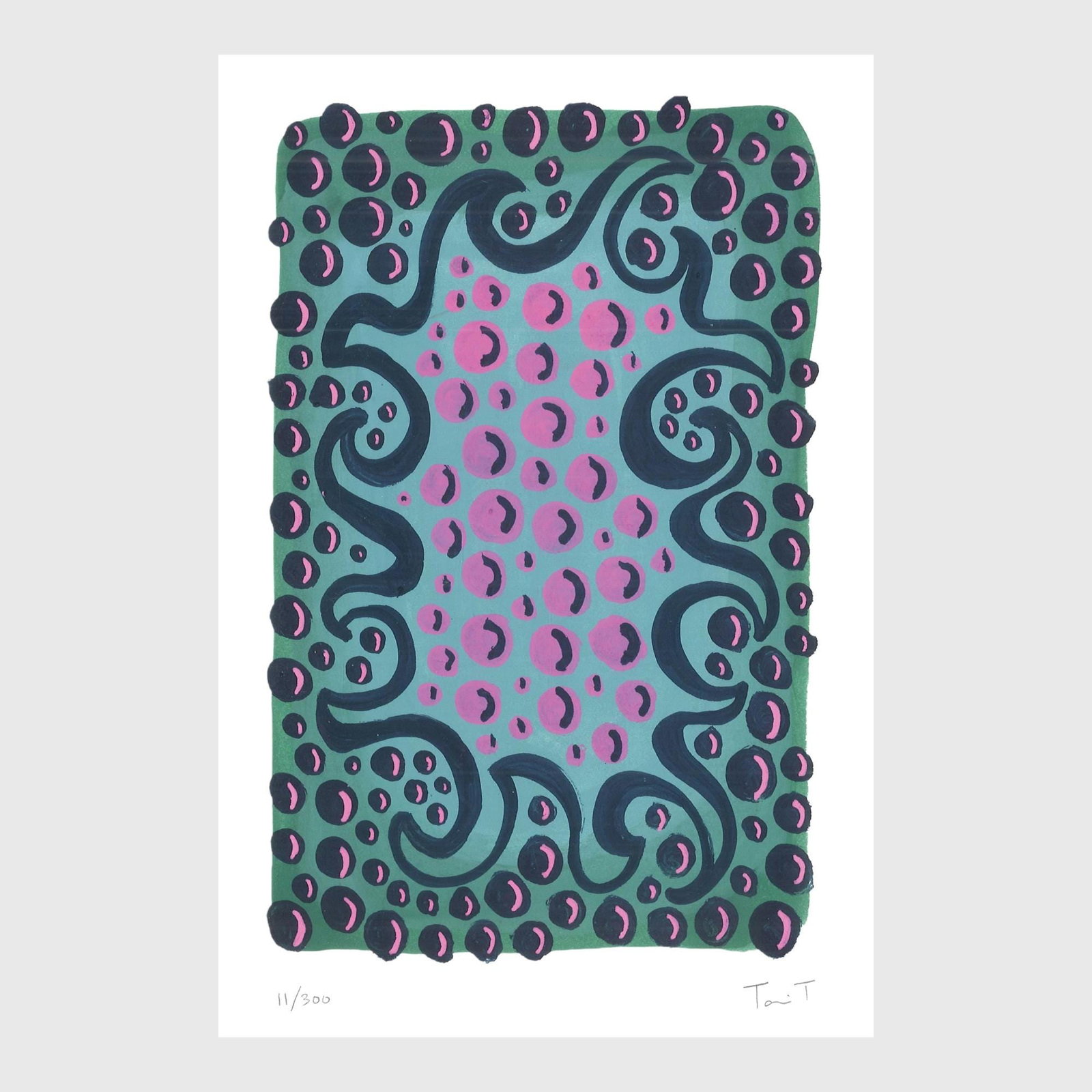 Forest Green Drops with Pink Dots (1 of 4)