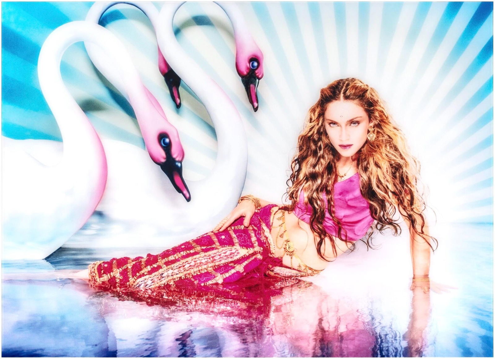 David LaChapelle, Madonna: Mythical Swans, Rolling Stone Magazine Portfolio, Signed, Limited Edition: Chromogenic print, front-mounted to acrylic, flush-mounted to aluminum, as issued. Photograph Size: 17 x 24 inches. Inscription: Hand signed and numbered 1/11, verso, as issued. Notes: From David LaCh