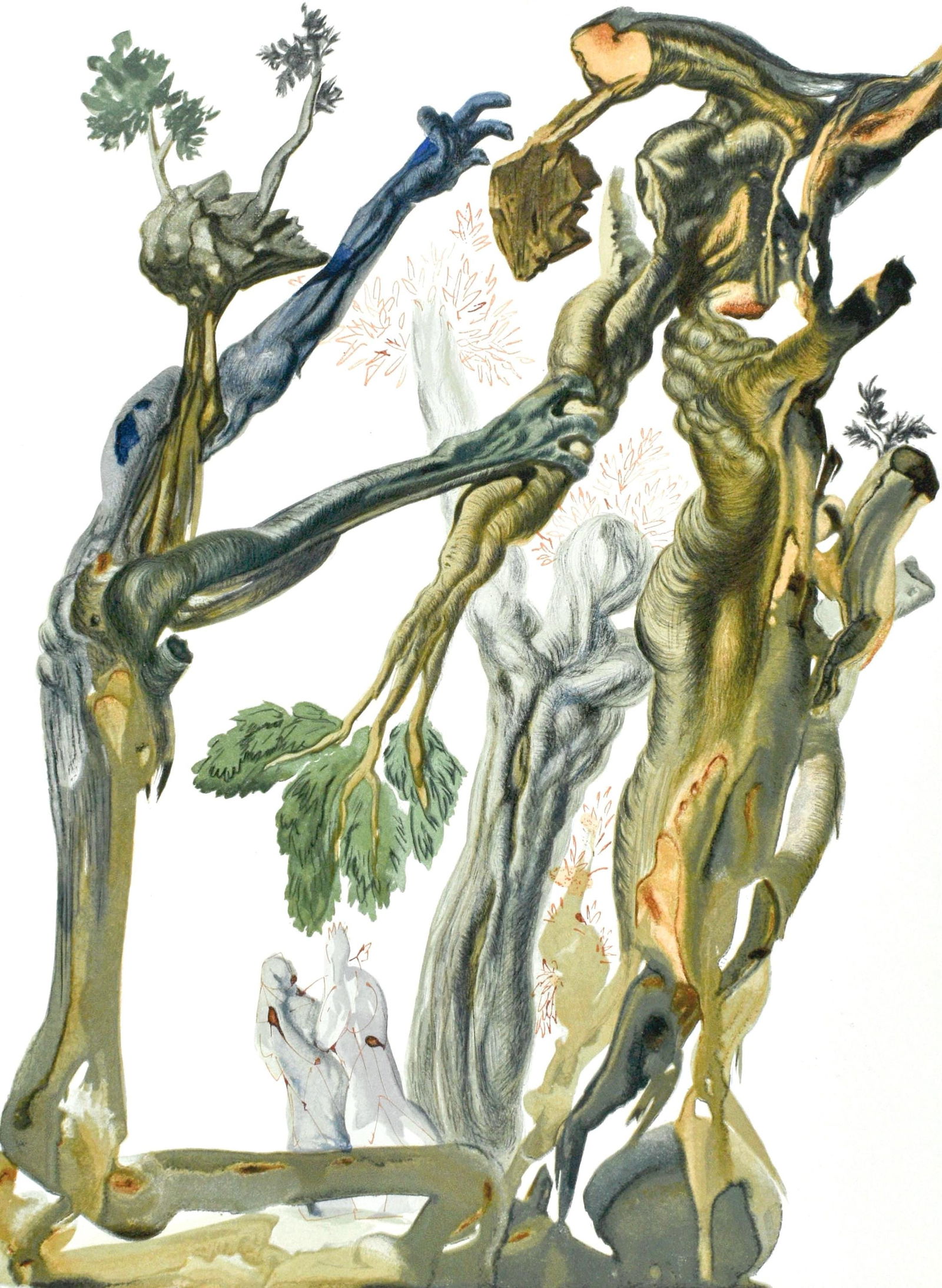 Salvador Dali, L'Enfer XIII (Michler/Lopsinger 1039-1138; Field 189-200), La Divine Comedie, Limited: Woodcut in colors on velin pur chiffon de Rives paper. Paper size: 13 x 10.375 inches. Inscription: Unsigned and unnumbered, as issued. Catalogue raisonne references: Dali, Salvador, et al. Salvador D