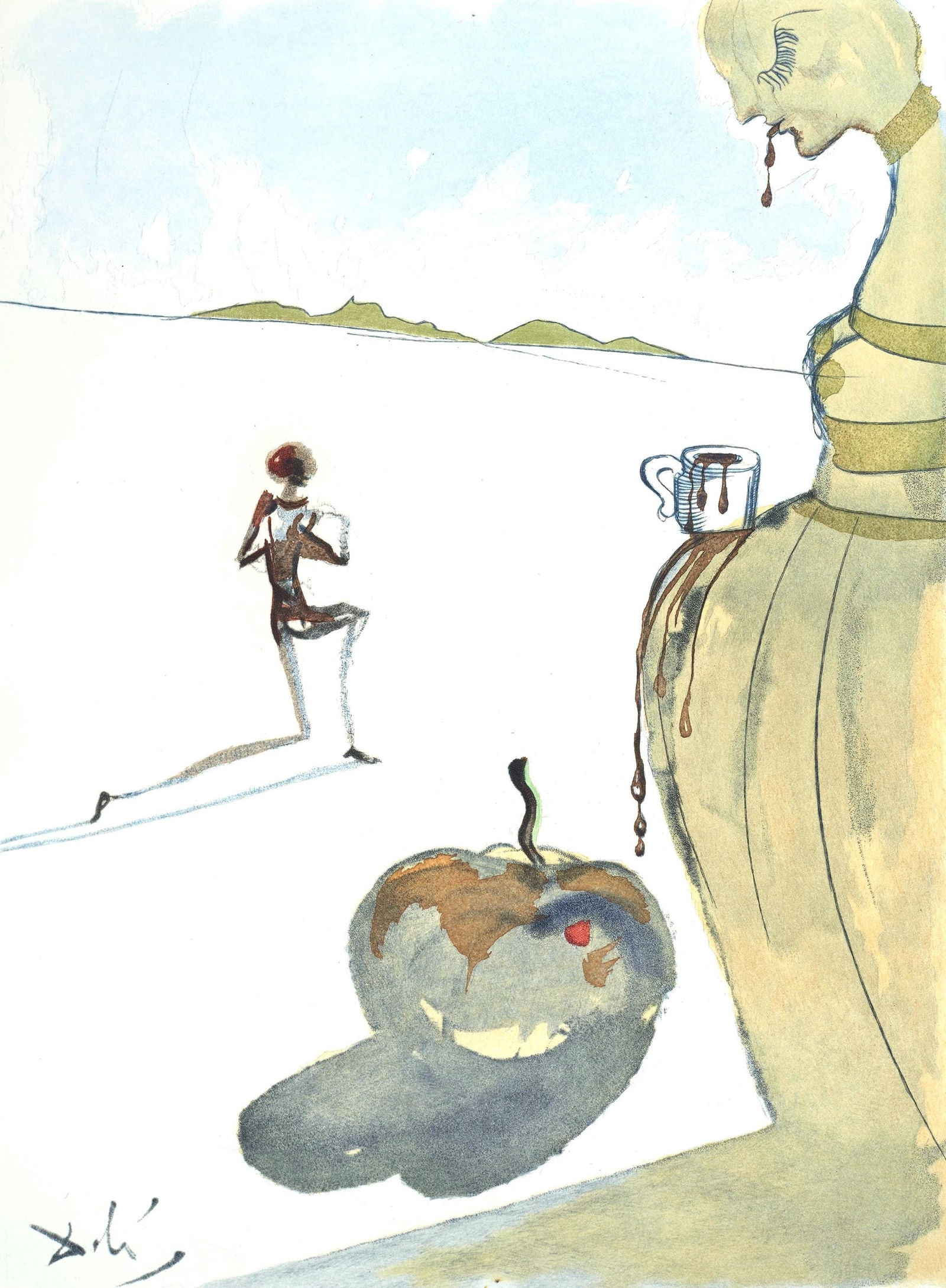 Salvador Dali, Composition (Field 67-4; M/L 174-187), Dali illustre Casanova, Limited Edition: Etching in colors on velin pur chiffon de Rives paper. Paper Size: 14.875 x 11.25 inches. Excellent condition. Signed in the plate and unnumbered, as issued. Notes: From the folio, Dali­ illustre Cas