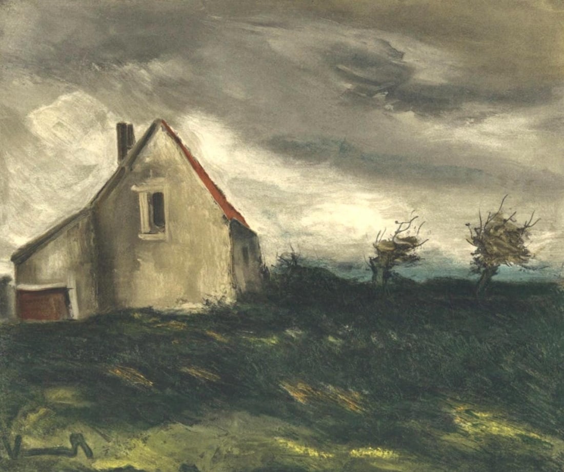 Maurice de Vlaminck, La maison dans la plaine, Vlaminck, Signed, Limited Edition Lithograph: Lithograph in fifteen colors on velin paper. Inscription: Signed in the plate and unnumbered, as issued. Paper Size: 9.5 x 12.25 inches; image size: 7.9 x 9.4 inches. Condition: Very good/excellent,