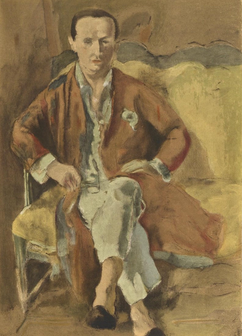 Jules Pascin, Portrait de Daragnes, Pascin, Limited Edition Lithograph: Lithograph on grand velin Renage paper. Paper size: 12.25 x 9.5 inches. Excellent condition. Inscription: Unsigned and unnumbered, as issued. Notes: From the album, Pascin, 1954. Published by Editions