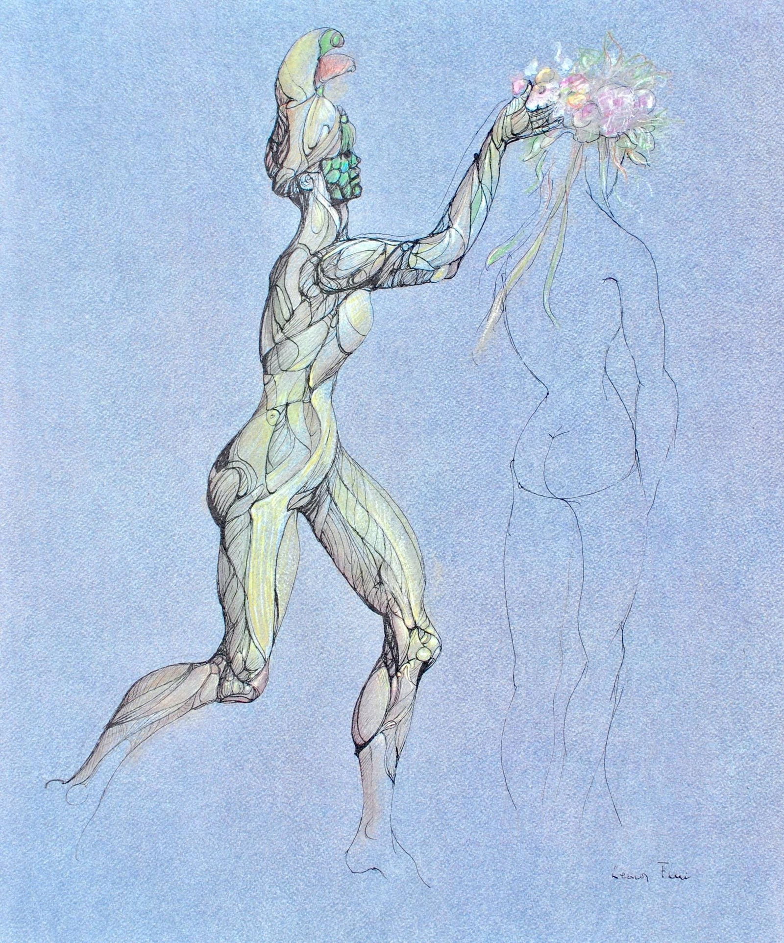 Leonor Fini, Composition, Fruits de la Passion, XXe siecle, Limited Edition Heliogravure: Heliogravure on velin de Rives pur chiffon paper, manufactured by Les papeteries de Rives, Voiron, France. Paper Size: 16.93 x 14.17 inches. Inscription: Signed in the plate and unnumbered, as issued.