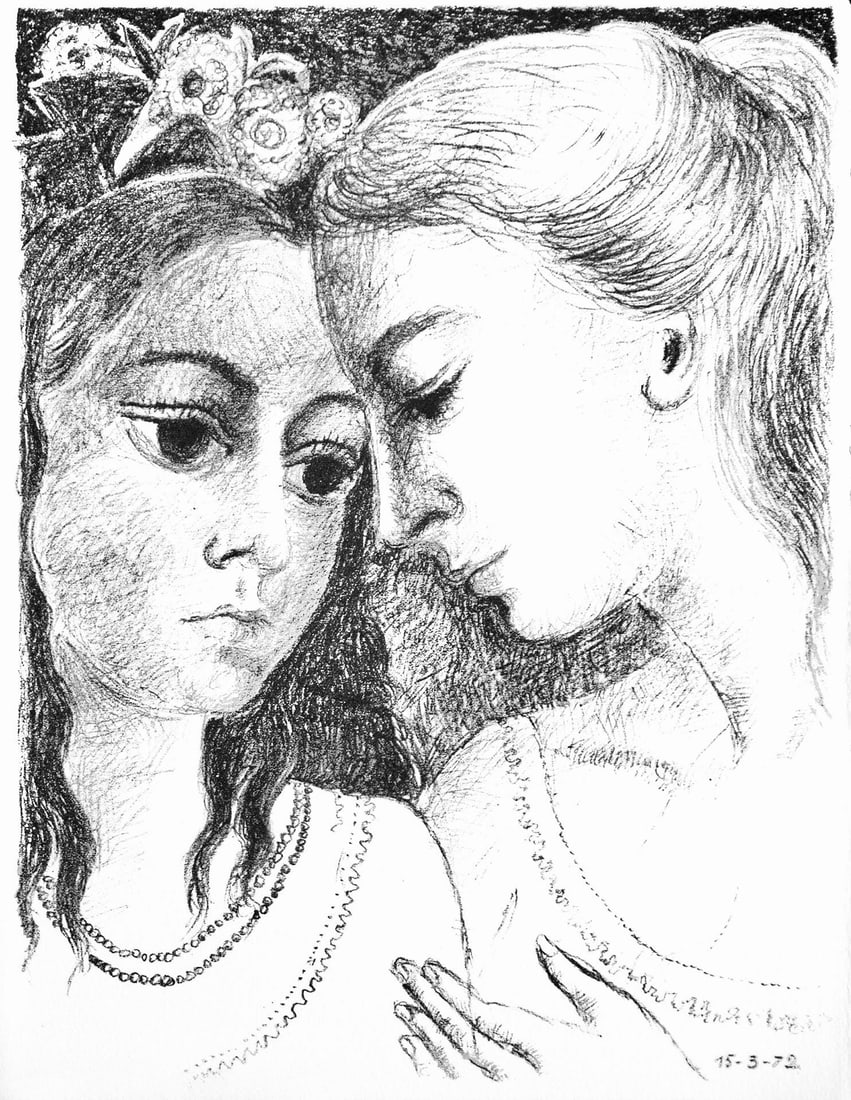 Paul Delvaux, Confidences, Souvenirs et Portraits d'Artistes, Limited Edition Lithograph: Lithograph on velin d'Arches paper. Paper Size: 12.81 x 9.81 inches. Inscription: Unsigned and unnumbered, as issued. Condition: Very good/excellent, consistent with age. Notes: From the album, Souven