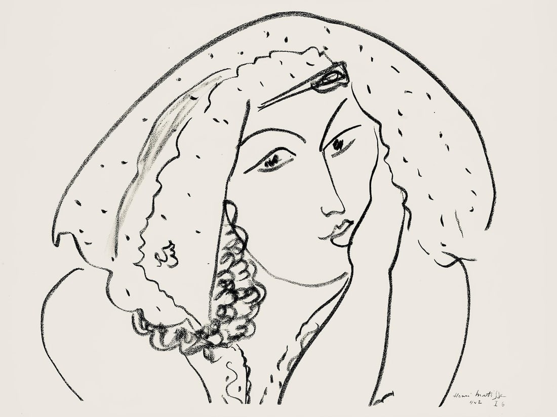 Henri Matisse, Serie I, var. 6 (Duthuit 9), Henri Matisse, Dessins, Themes et variations, Limited: Lithograph on velin pur fil paper. Paper Size: 9.625 x 12.875 inches. Excellent condition. Inscription: Signed in the plate and unnumbered, as issued. Notes: From the folio, Henri Matisse, Dessins, Th