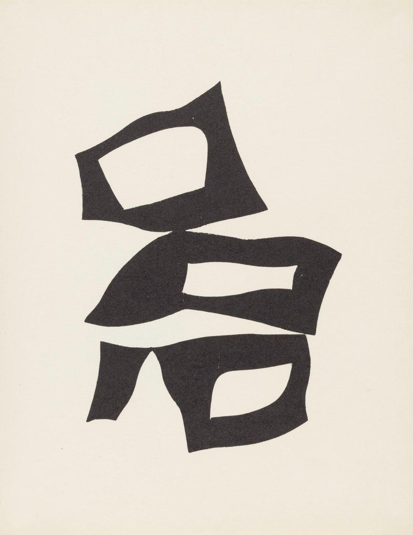 Hans Jean Arp, Composition (Arntz 148-175; Hagenbach A 25; Bolliger 54), Dreams and Projects,: Woodcut on velin d'Arches paper. Paper size: 11.25 x 8.875 inches. Excellent condition. Inscription: Unsigned and unnumbered, as issued. Notes: From the folio, Jean Arp, Dreams and Projects, 1951-1952