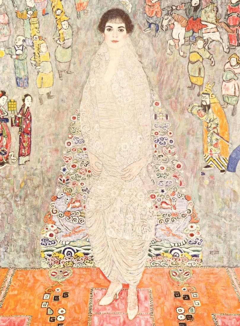 Gustav Klimt, Bildnis Baronin Bachofen-Echt, from Eine Nachlese, Limited Edition Heliogravure and: Heliogravure and collotype with metallic inks on velin paper. Paper size: 18.86 x 17.91 inches, overall; 12.56 x 9.17 inches, image size. Inscription: Signed in the plate, and unnumbered, as issued.