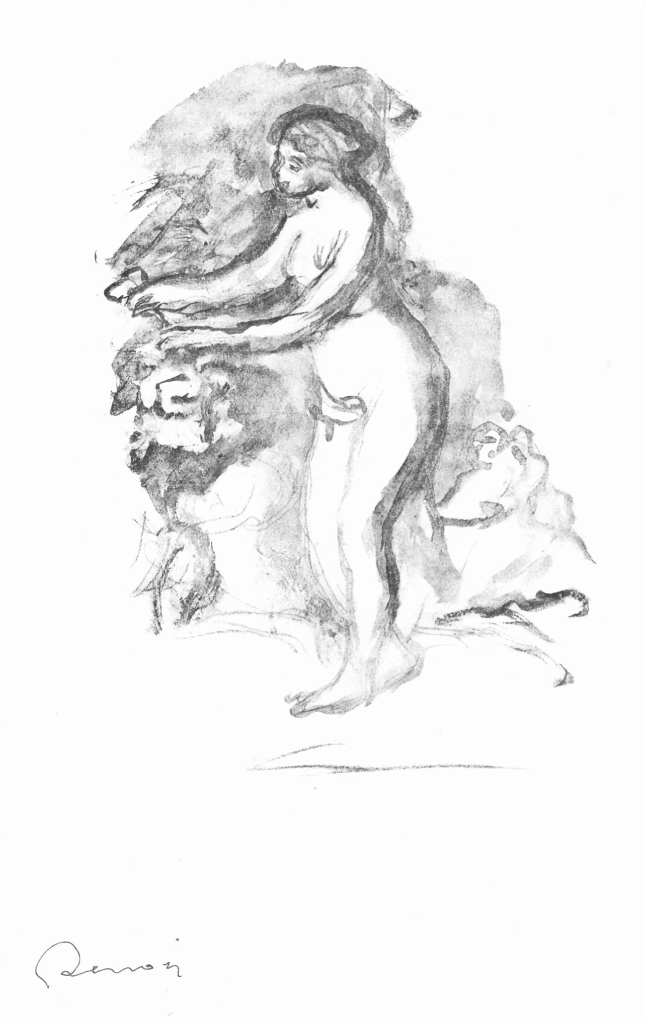 Pierre-Auguste Renoir, Femme au cep de vigne, Les Lithographies de Renoir, Limited Edition: Lithograph on grand velin Renage filigrane a la marque de l'editeur paper. Inscription: Signed in the plate and unnumbered, as issued. Paper Size: 12.5 x 9.5 inches; image size: 10.24 x 7.48 inches.