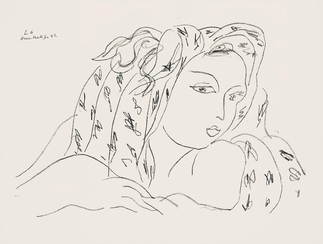 Henri Matisse, Serie L, var. 6 (Duthuit 9), Henri Matisse, Dessins, Themes et variations, Limited: Lithograph on velin pur fil paper. Paper Size: 9.625 x 12.875 inches. Excellent condition. Inscription: Signed in the plate and unnumbered, as issued. Notes: From the folio, Henri Matisse, Dessins, Th