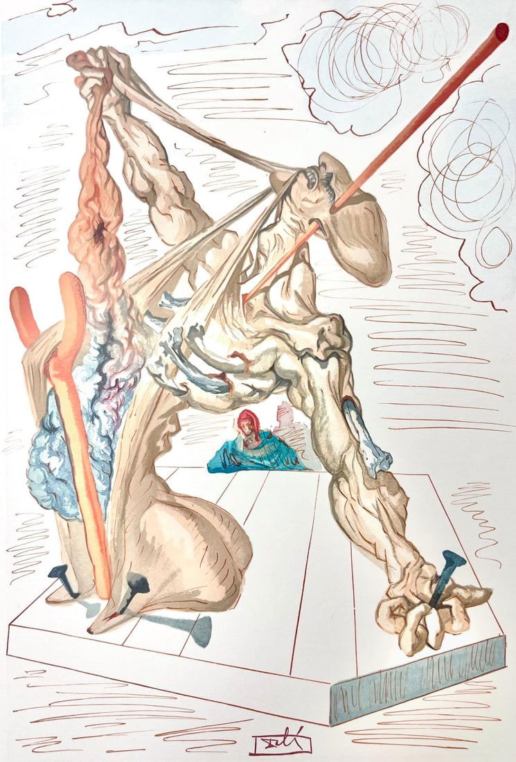 Salvador Dali, Holle XXIX (Michler/Lopsinger 1039-1138; Field 189-200), Die Gottliche Komodie,: Woodcut in colors on velin de Rives BFK paper, mounted on velin d'Arches support, as issued. Paper size: 13 x 10.375 inches. Inscription: Signed in the block, and unnumbered, as issued. Catalogue