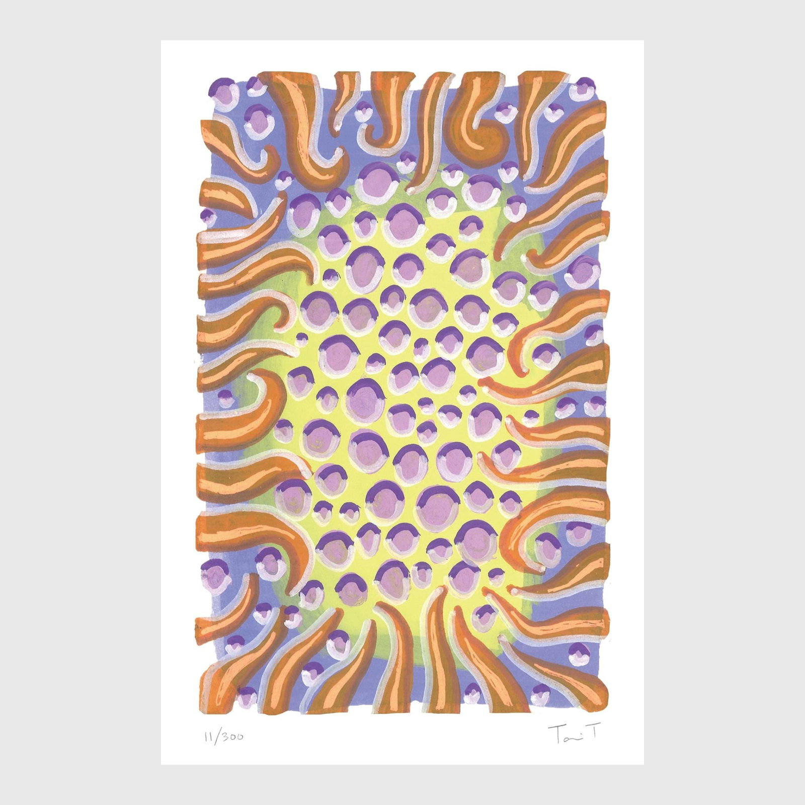 Orange Drops with Diamond Dots: Artist: Tanvi Thakur (1996) Title: Orange Drops with Diamond Dots, Drops With Dots Series Year: 2025 Medium: Archival Pigment Print on Paper Edition: 300 Size: 8 x 12 inches Inscription: Signed and nu