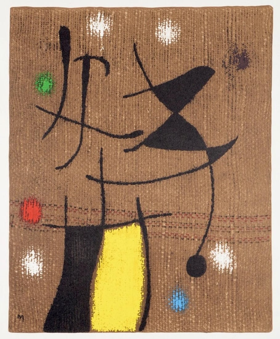 Joan Miro, Composition (Cramer 105), Femmes, Limited Edition Heliogravure: Heliogravure on velin d'Arches paper. Paper size: 22.0079 x 17.8 inches. Excellent condition. Unsigned and unnumbered, as issued. Notes: From the folio, Joan Miro, Femmes, 1965. Published by Maeght Ed