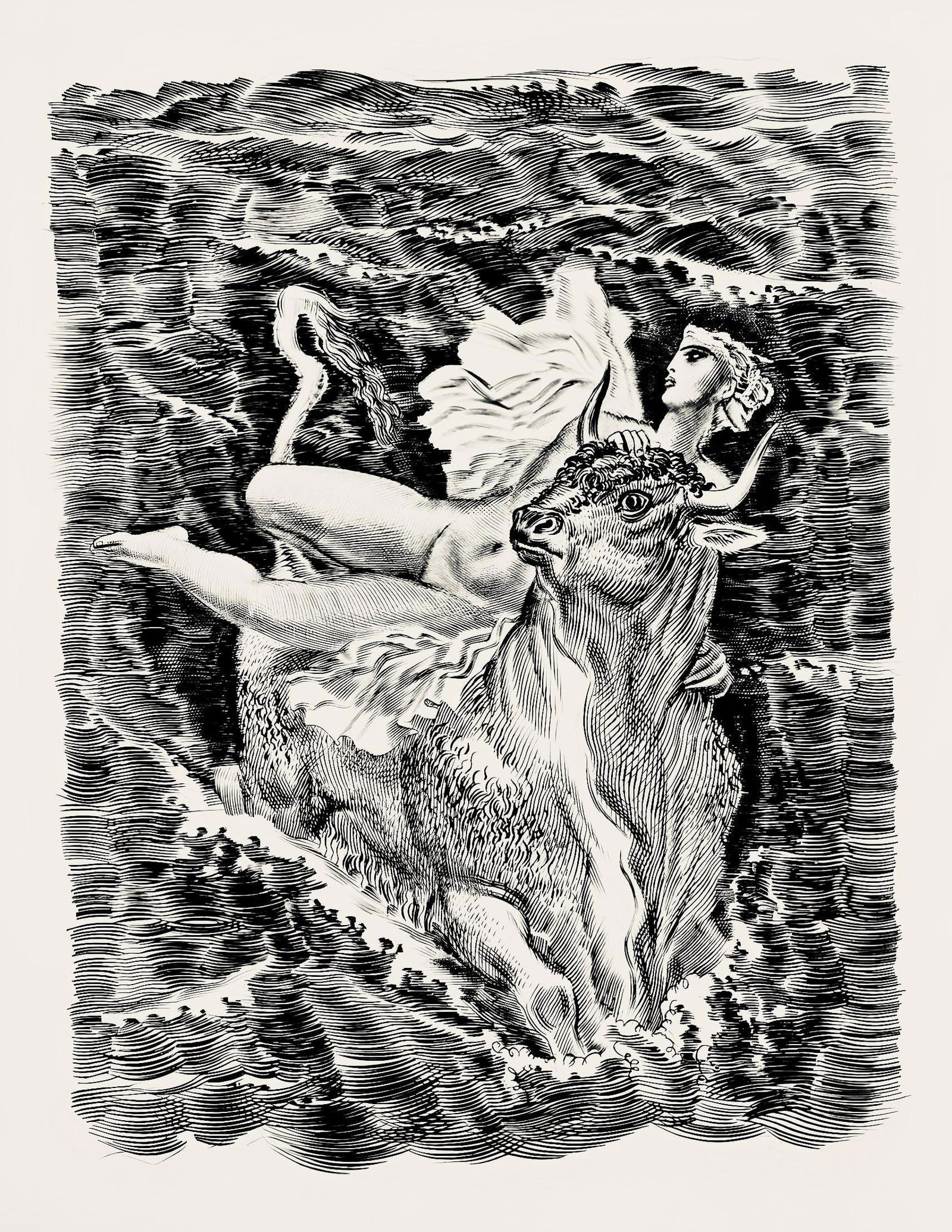 Albert Decaris, Composition, Portrait de A. Decaris, Limited Edition Engraving: Engraving on velin de Rives paper. Paper size: 13.18 x 10.55 inches. Excellent condition. Inscription: unsigned and unnumbered, as issued. Notes: From the volume, Portrait de A. Decaris, 1953. Publish