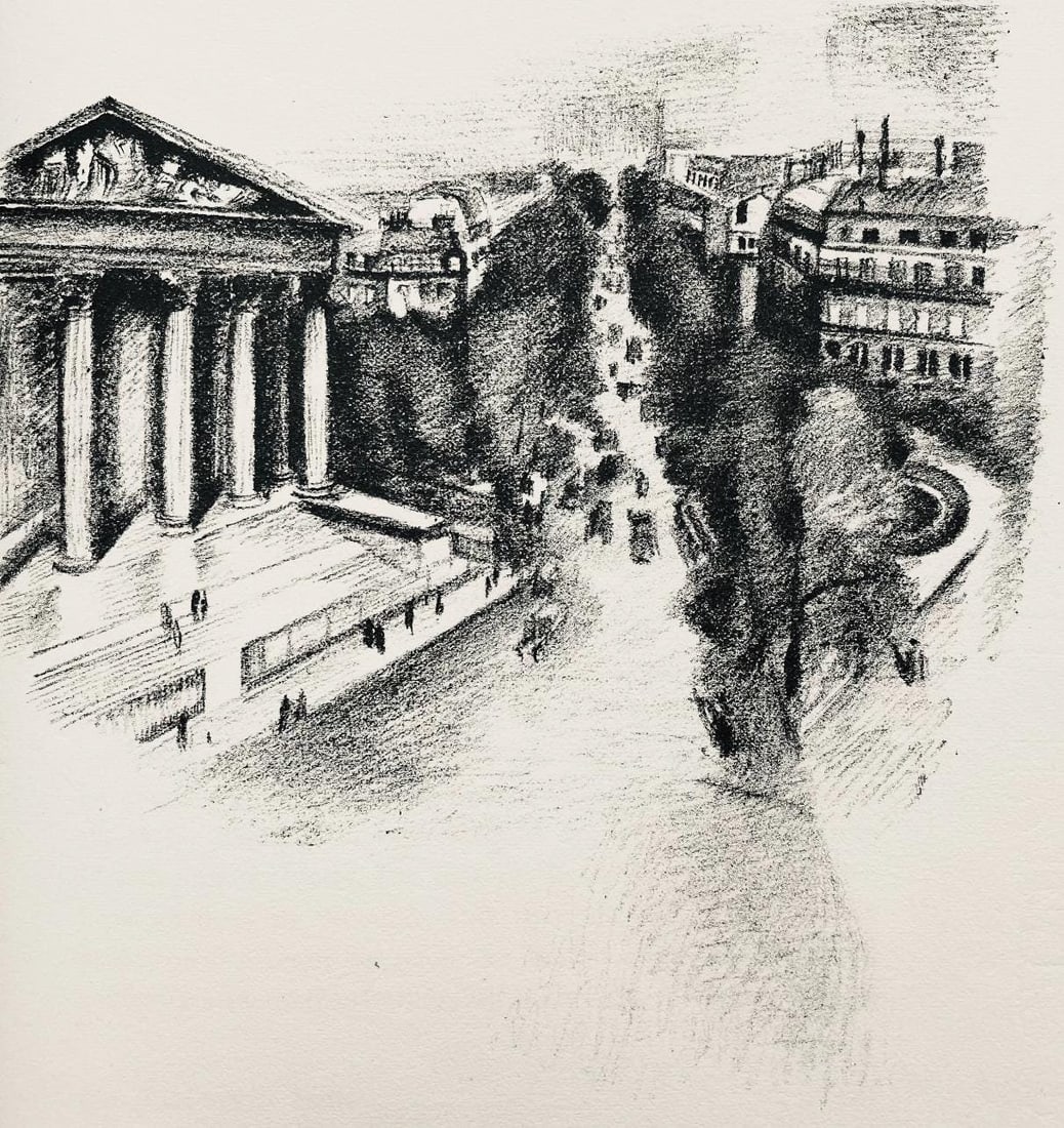 Robert Delaunay, La Madeleine et les Boulevard (Habasque 720-728), Allo! Paris!, Limited Edition: Lithograph on velin d'Arches paper. Paper Size: 11 x 9 inches. Excellent condition. Inscription: Unsigned and unnumbered, as issued. Notes: From the volume, Allo! Paris!, 1926. Published by Editions d