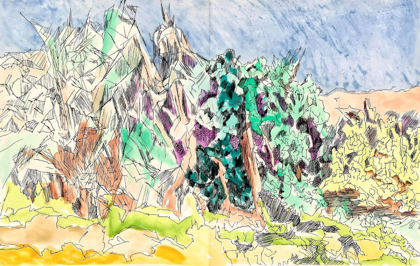 Jacques Villon, Composition (Ginestet/Pouillon 42-64), Hesiode, Les Travaux et les Jours, Limited: Etching on velin de Rives paper. Paper size: 15.75 x 24 inches. Excellent condition, with centerfold, as issued. Unsigned and unnumbered, as issued. Notes: From the folio, Hesiode, Les Travaux et les