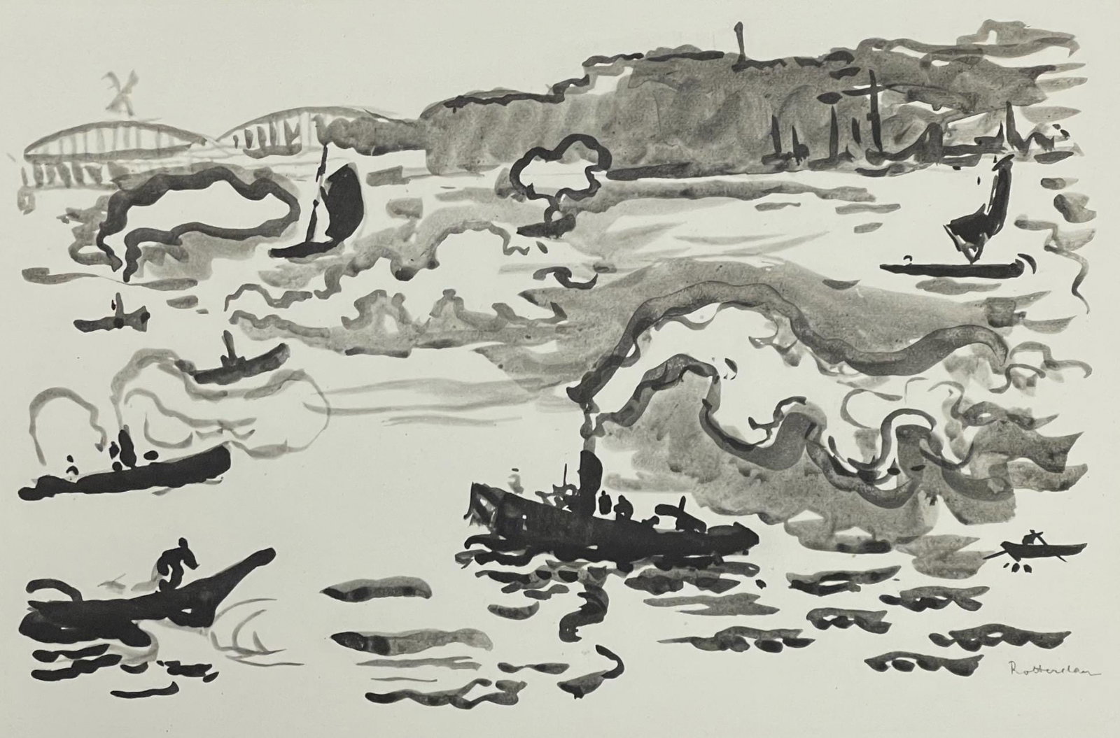 Paul Signac, Rotterdam, Signac Dessins, Limited Edition Lithograph: Lithograph on velin de Lana paper. Paper size: 9.75 x 12.5 inches. Excellent condition. Inscription: Unsigned and unnumbered, as issued. Notes: From the album, Signac Dessins, 1950. Published by