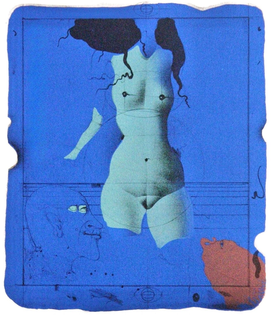 Paul Wunderlich, Torso sur une pierre bleue, Souvenirs et Portraits d'Artistes, Limited Edition: Lithograph on velin d'Arches paper. Paper Size: 12.81 x 9.81 inches. Inscription: Unsigned and unnumbered, as issued. Condition: Very good/excellent, consistent with age. Notes: From the album, Souven