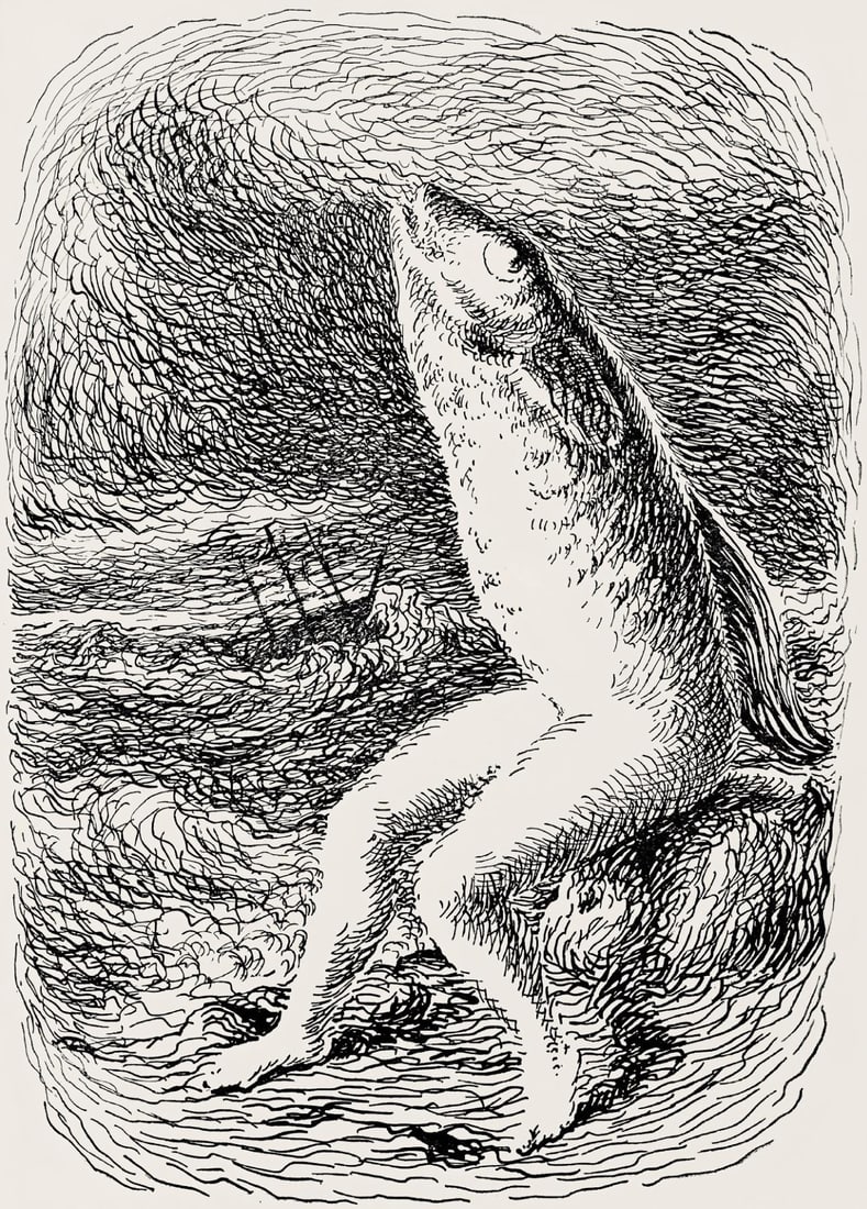 Rene Magritte, Composition, Les chants de Maldoror, Limited Edition Lithograph: Lithograph on velin papier pur chiffon paper. Paper Size: 10 x 7.375 inches. Excellent condition. Inscription: Unsigned and unnumbered, as issued. Notes: From the album, Les chants de Maldoror, illust