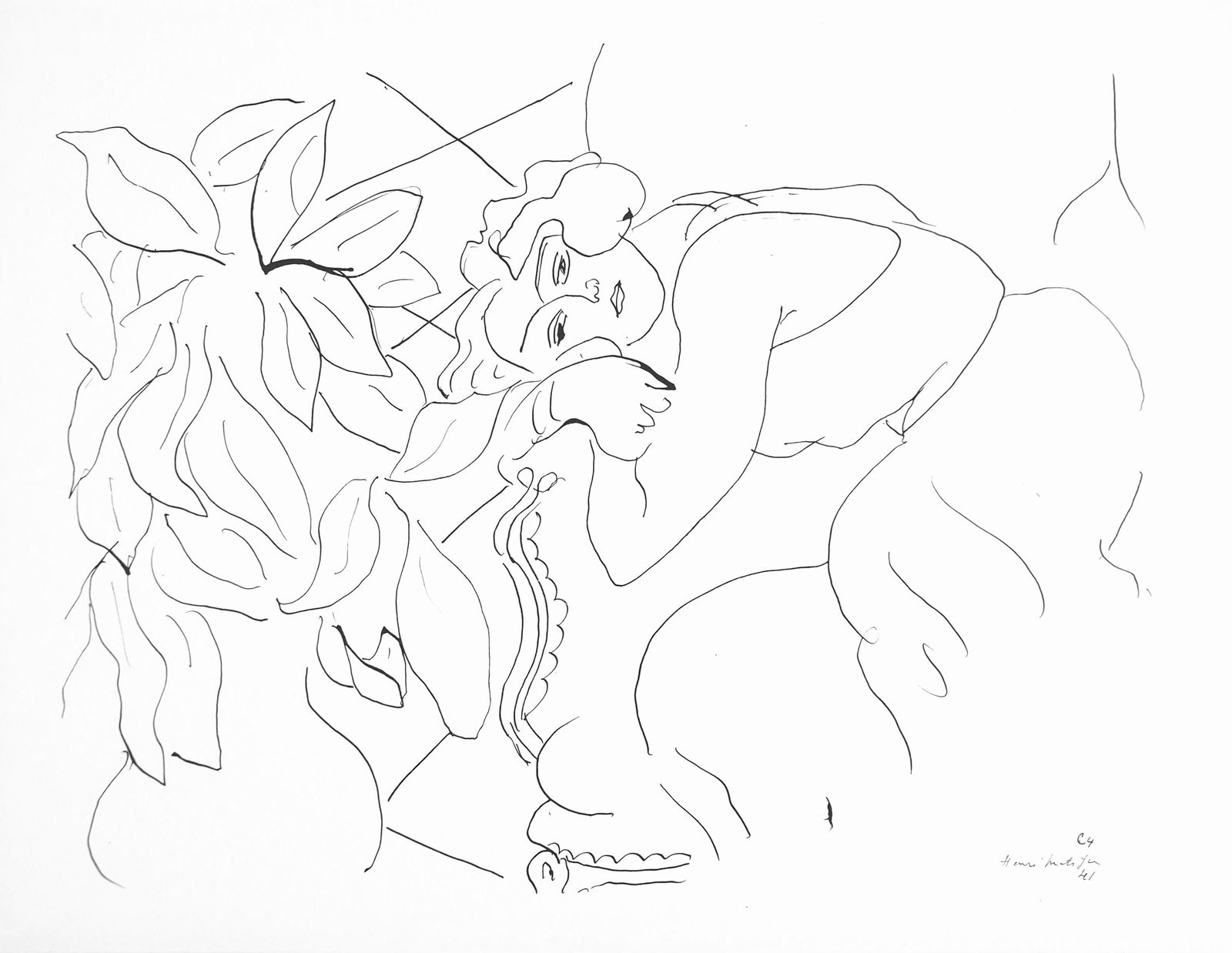Henri Matisse, Serie C, var. 4 (Duthuit 9), Henri Matisse, Dessins, Themes et variations, Limited: Lithograph on velin pur fil paper. Inscription: Signed in the plate and unnumbered, as issued. Paper Size: 9.625 x 12.875 inches. Catalogue raisonne references: Matisse, Henri, et al. Henri Matisse: C
