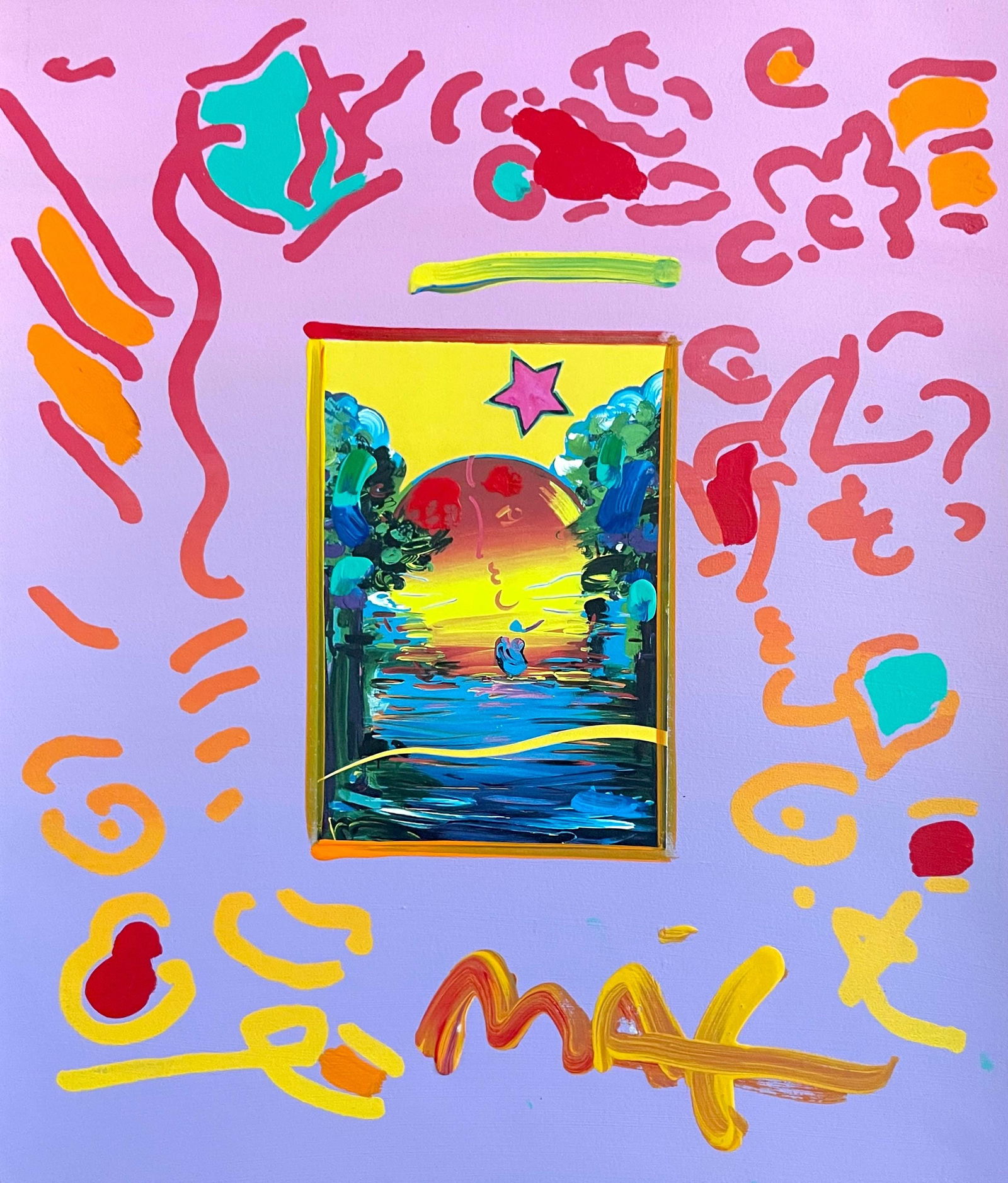 Peter Max, Better World, Hand Signed, Mixed Media Acrylic and Lithograph Painting (1 of 4)