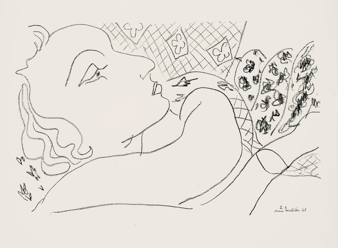 Henri Matisse, Serie Z, var. 2 (Duthuit 9), Henri Matisse, Dessins, Themes et variations, Limited: Lithograph on velin pur fil paper. Paper Size: 9.625 x 12.875 inches. Excellent condition. Inscription: Signed in the plate and unnumbered, as issued. Notes: From the folio, Henri Matisse, Dessins, Th