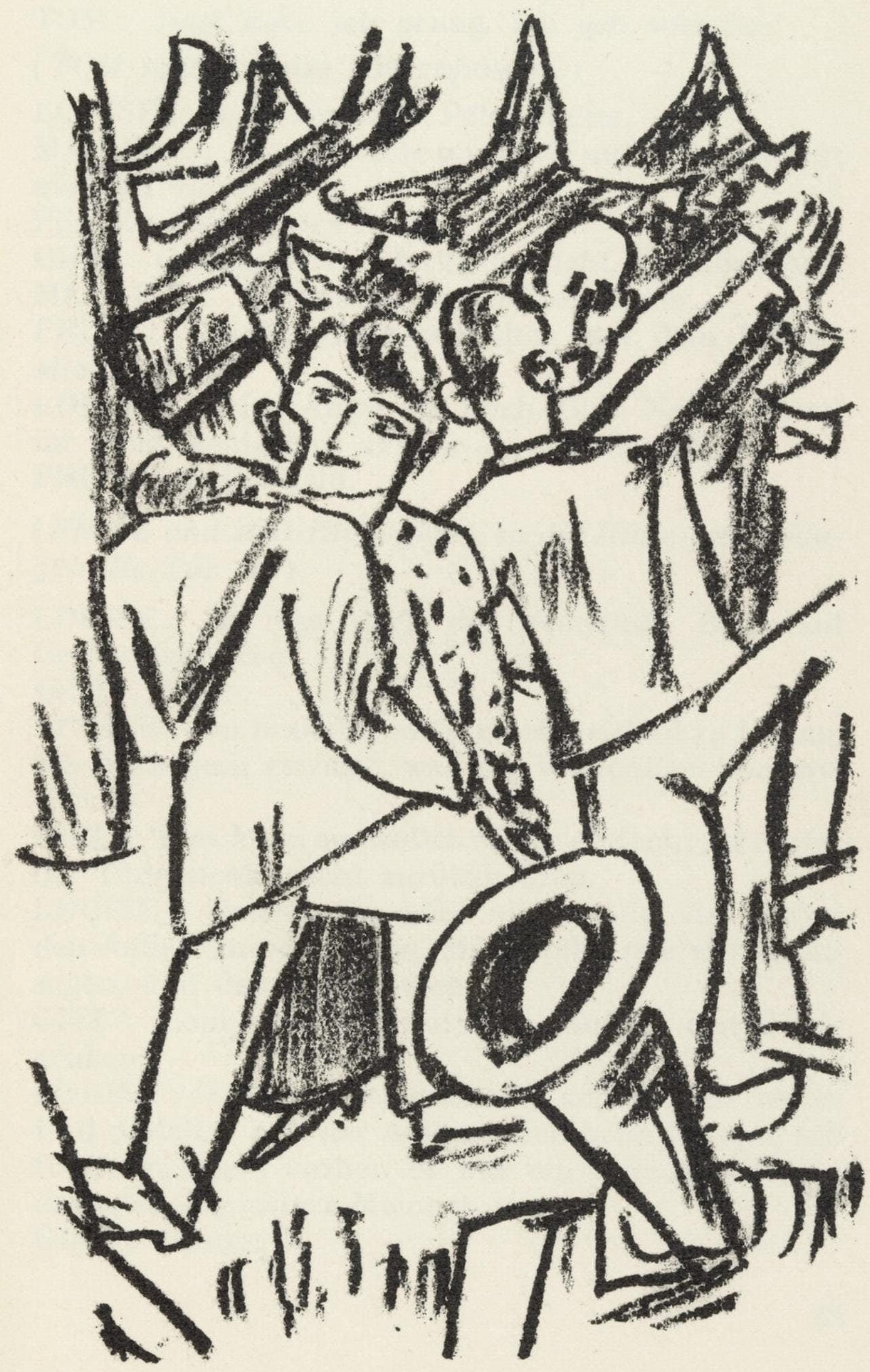 Max Beckmann, Composition (Gallwitz 286; Hofmaier 323-329; Rifkind 150 1-7), Der Mensch ist kein: Lithograph on Van Gelder Zonen Butten paper. Paper size: 8.6875 x 5.3125 inches. Excellent condition. Unsigned and unnumbered, as issued. Notes: From the album, Der Mensch ist kein Haustier, 1937. Pub