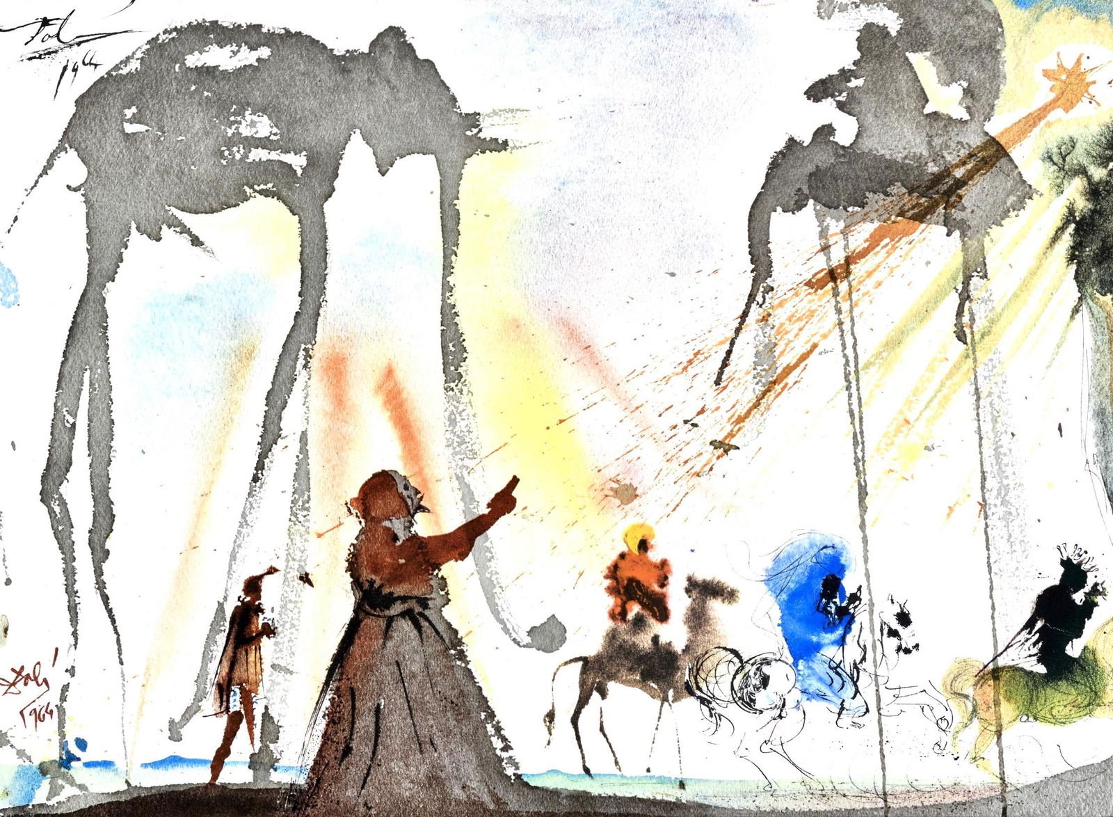 Salvador Dali, Composition (Michler/Lopsinger 1600; Field 69-3), Biblia Sacra, Limited Edition: Lithograph in colors on velin Fabriano charta ex meris pannis "ab alveo" manu fabricata, perlucidis figuris intexta paper. Paper size: 13.75 x 19 inches. Inscription: Signed in the plate and unnumbere