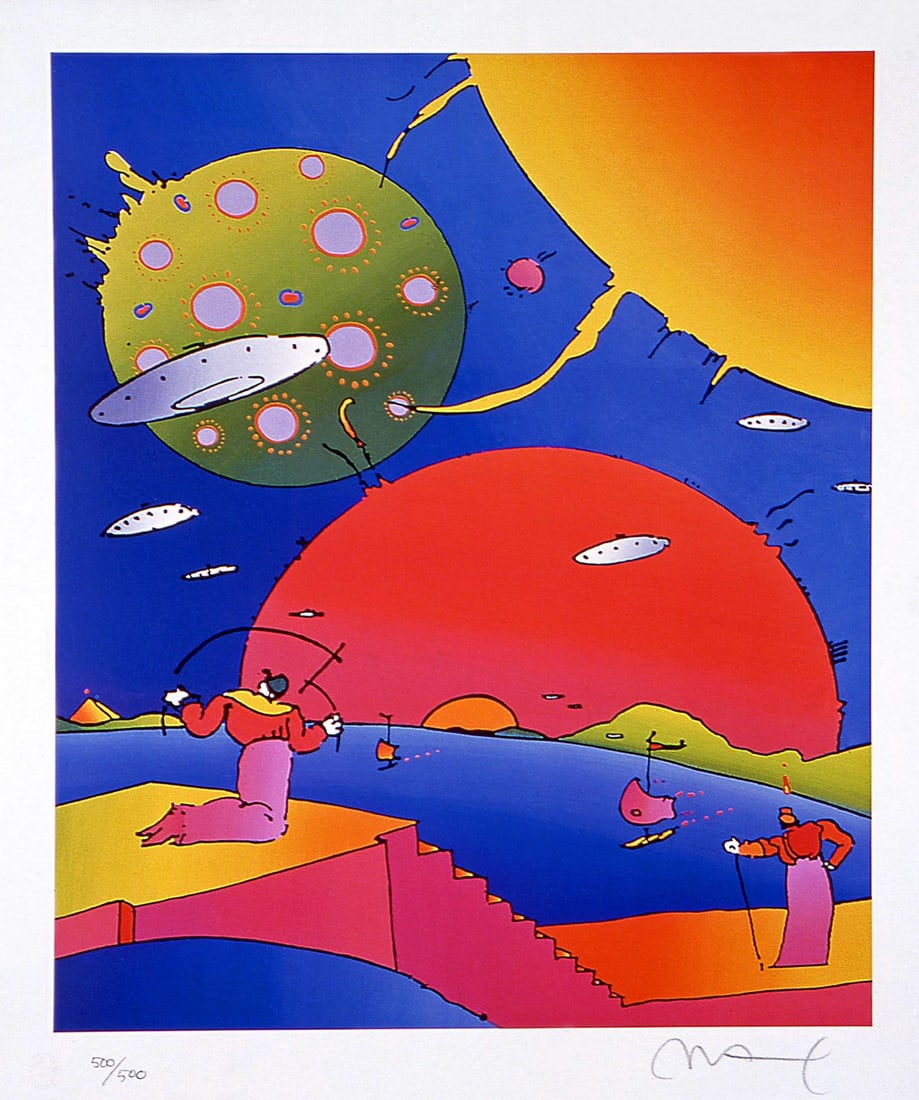 Peter Max, Year 2250 II, Hand Signed, Official Limited Edition Lithograph: Lithograph in colors on Lustro Saxony paper. Paper size: 15.43 x 13.5 inches. Inscription: Hand signed by Peter Max and numbered, as issued. Condition: Excellent. Notes: Published and printed by Via M