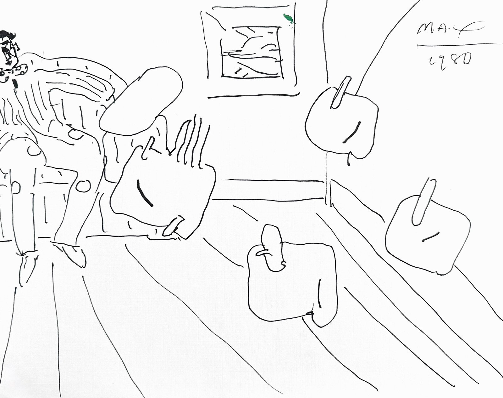 Peter Max, Seated Man, Hand Signed, Pen and Ink Drawing (1 of 4)