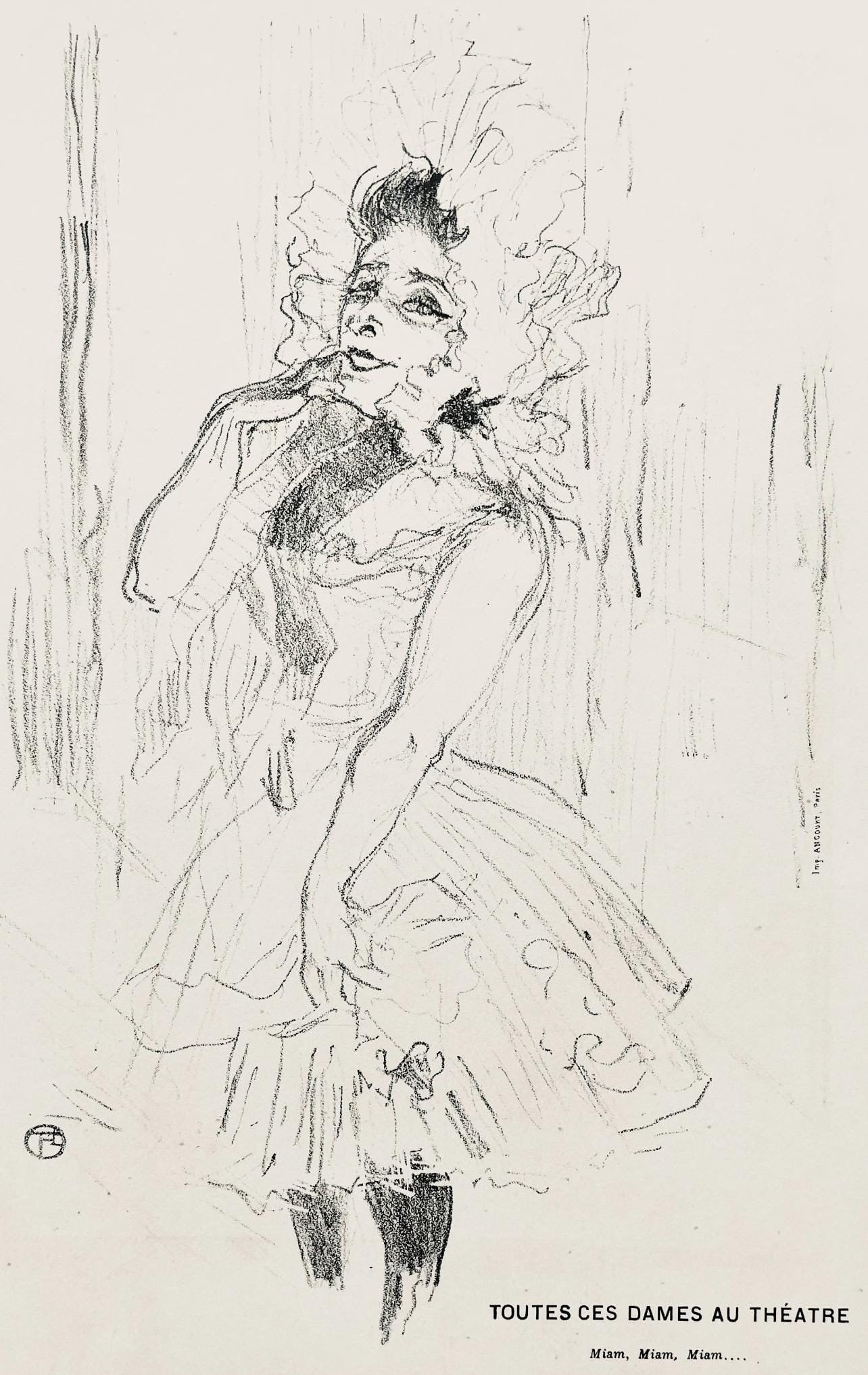 Henri de Toulouse-Lautrec, Anna Held dans Toutes ces Dames, Derriere le miroir, Limited Edition: Lithograph on velin paper. Paper size: 15 x 11 inches. Excellent condition. Inscription: Unsigned and unnumbered, as issued. Notes: From Derriere le miroir, N deg 158-159, 1966. Published by Aime