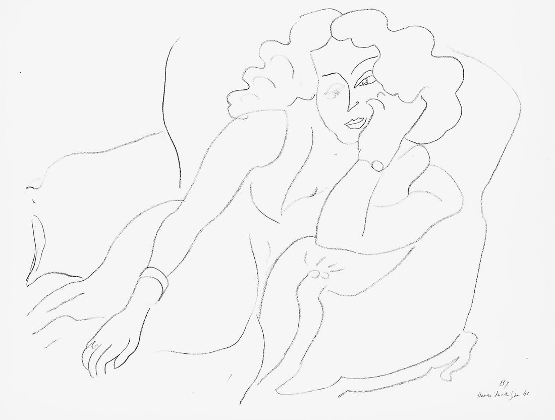 Henri Matisse, Serie B, var. 7 (Duthuit 9), Henri Matisse, Dessins, Themes et variations, Limited: Lithograph on velin pur fil paper. Inscription: Signed in the plate and unnumbered, as issued. Paper Size: 9.625 x 12.875 inches. Catalogue raisonne references: Matisse, Henri, et al. Henri Matisse: C