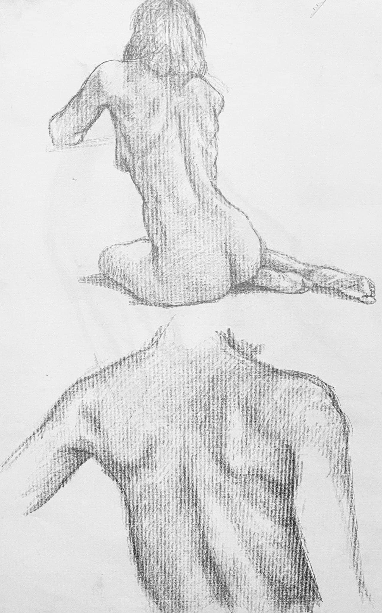 Ian Hornak, Renaissance Male and Female Nude Figure Study, 1963, Original Drawing: Graphite on velin paper, circa 1963. Paper Size: 23 x 18 inches. Good condition, consistent with age. Inscription: Unsigned, Estate stamped, verso. Provenance: Estate of Ian Hornak, East Hampton. Note