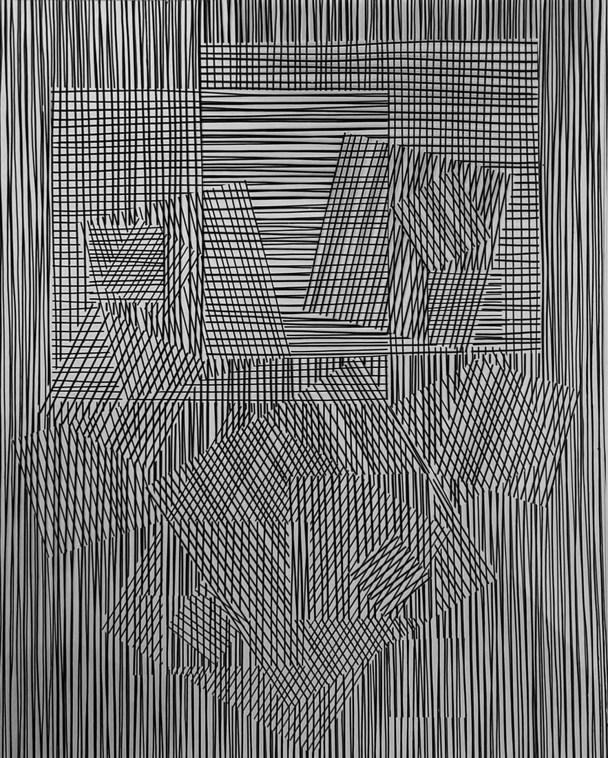 Victor Vasarely, Composition, Cinetiques, Limited Edition Heliogravure: Heliogravure on Mylar laid on 280 gm M2 gloss paper. Paper Size: 11.61 x 9.25 inches. Excellent condition. Notes: From the folio, Cinetiques, 1972. Published and printed by Editions du Griffon, Neucha