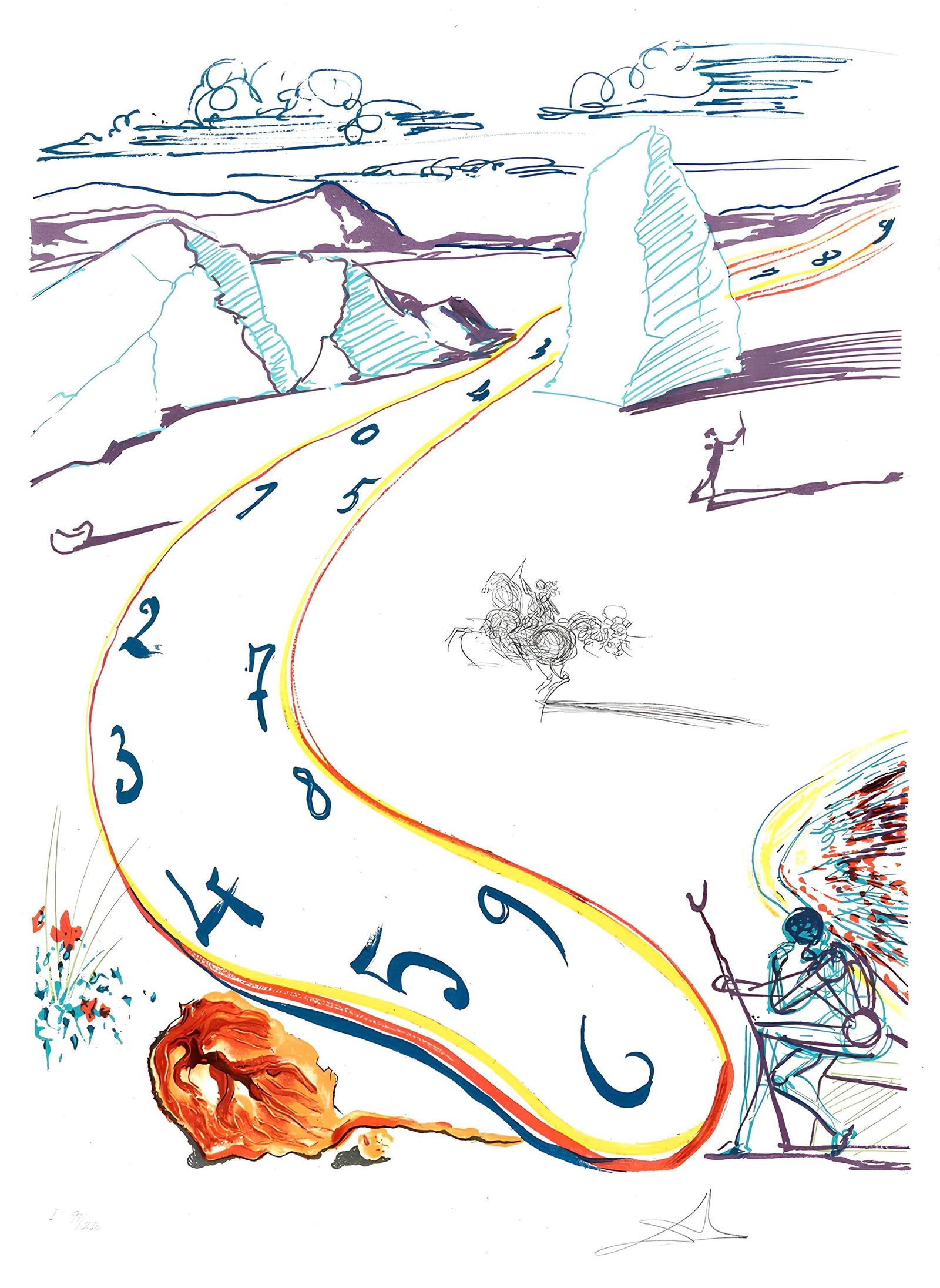 Salvador Dali, Espace-temps en fusion (M/L 822-831; Field 75-13), Imaginations et Objets du Futur,: Lithograph, silkscreen, drypoint, and collage on velin de Rives BFK paper. Paper Size: 28.5 x 21 inches. Inscription: hand signed and numbered, as issued. Catalogue raisonne references: Dali, Salvador