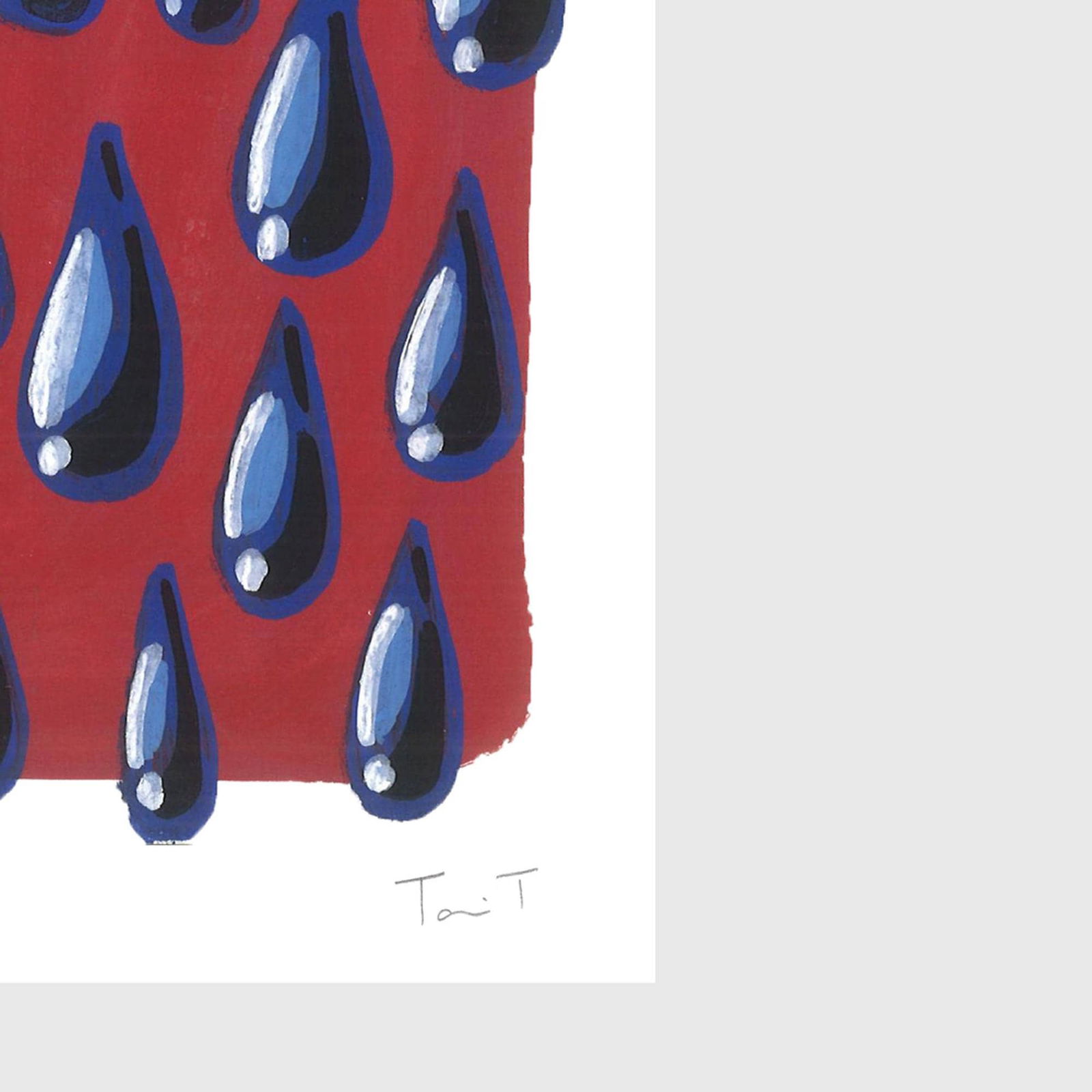 Blue Drops on Red - 3