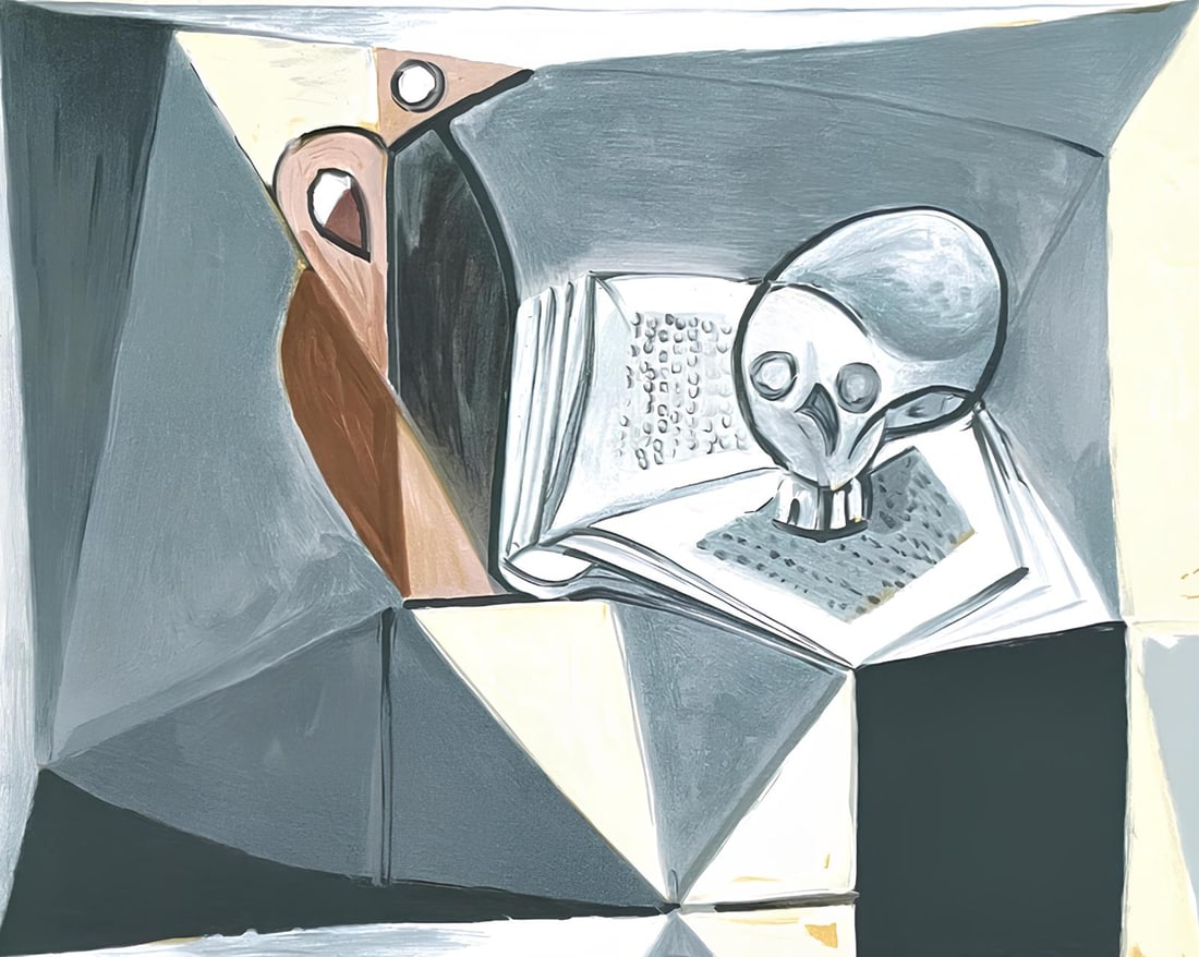 Pablo Picasso, Tete de mort et livre, Marina Picasso Collection, Official Limited Edition Lithograph (1 of 4)