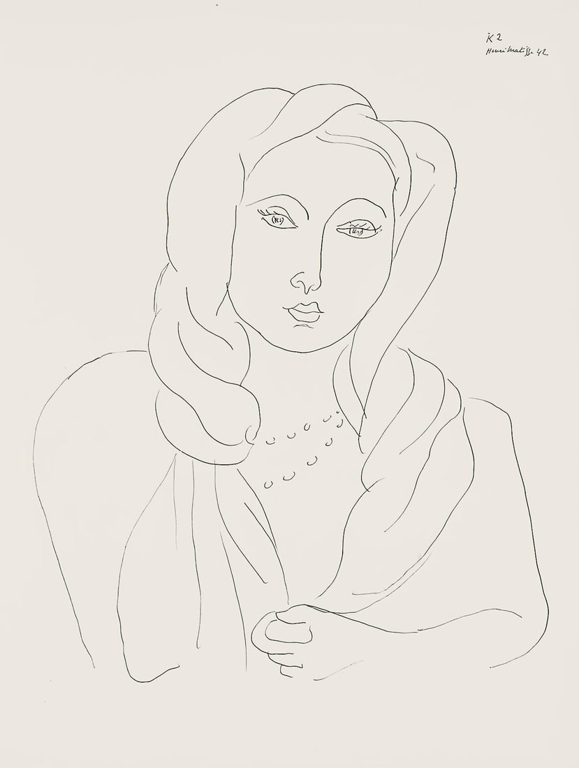 Henri Matisse, Serie K, var. 2 (Duthuit 9), Henri Matisse, Dessins, Themes et variations, Limited: Lithograph on velin pur fil paper. Paper Size: 12.875 x 9.625 inches. Excellent condition. Inscription: Signed in the plate and unnumbered, as issued. Notes: From the folio, Henri Matisse, Dessins,